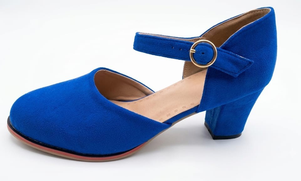 Blue Suede Crossdress Drag Queen Shoes Size 14 Men 16 Women Mary Janes Block Hee