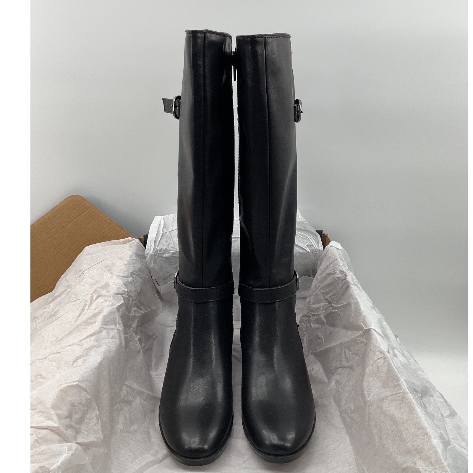 Naturalizer Womens Black Knee High Riding Boots Buckle Detail Size 5 M NEW