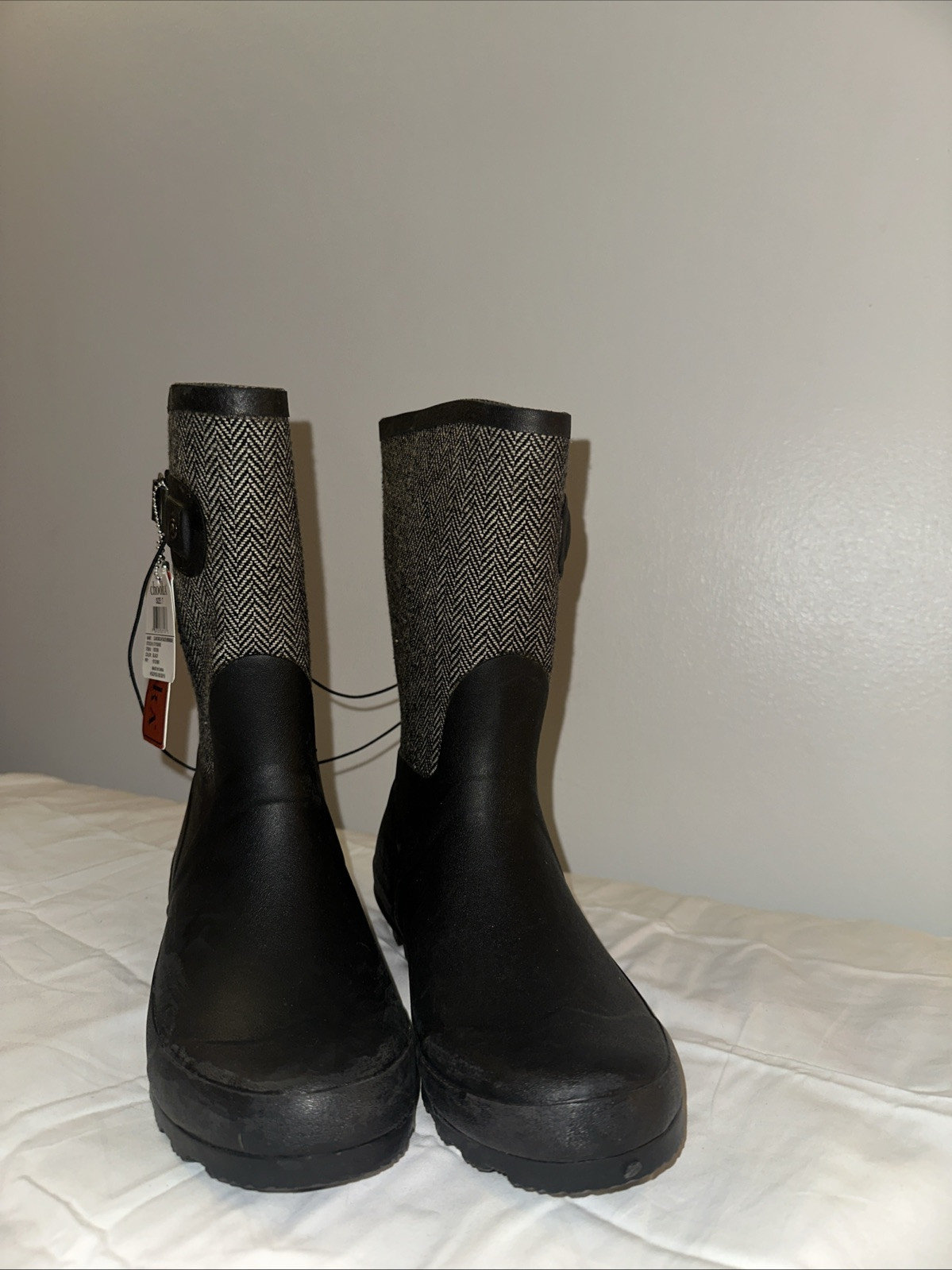 NWT Chooka Mid Café Racer Herringbone Rain Boots Size 7