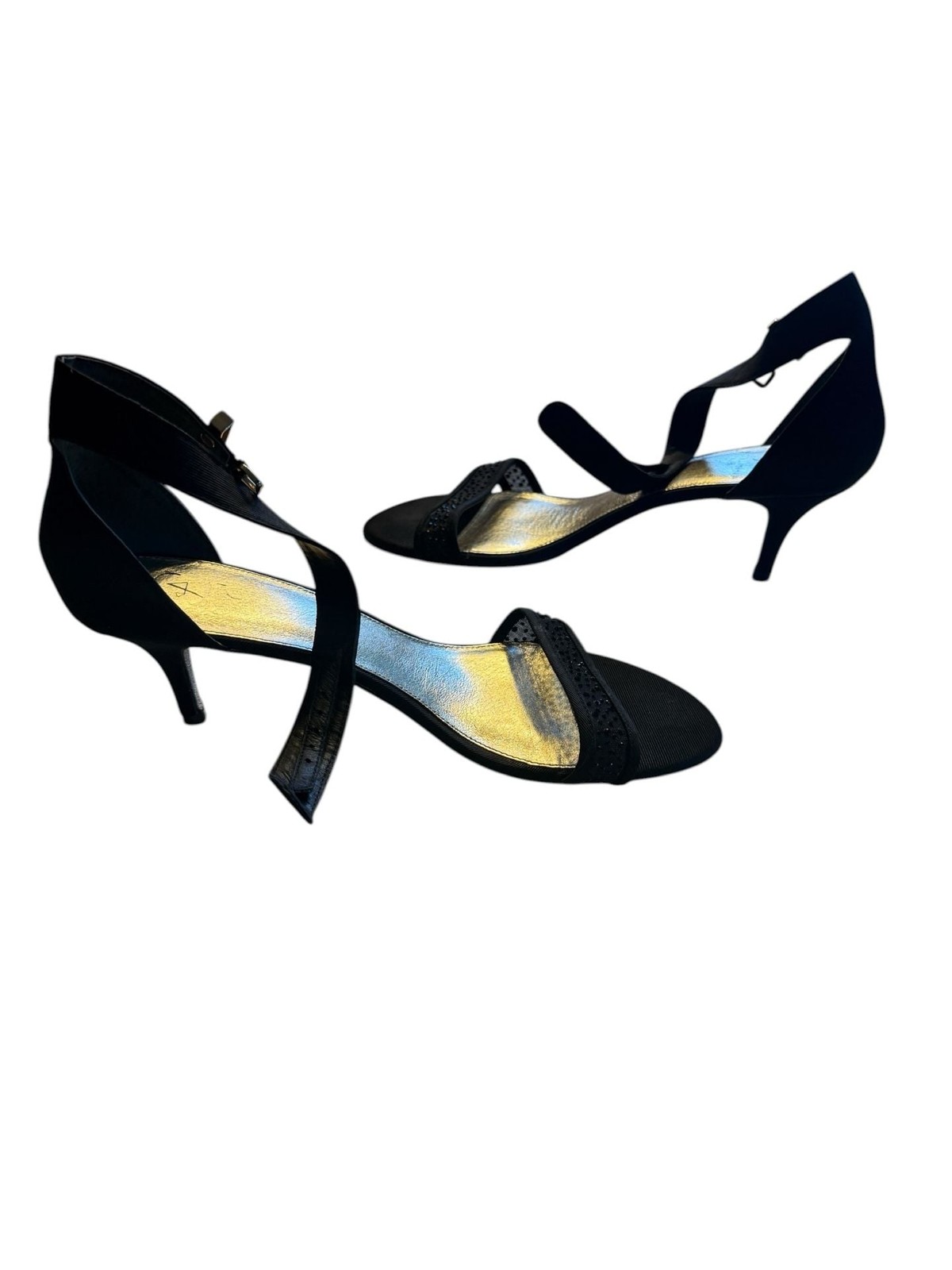 Adrianna Papell Black Beaded Kitten Heel Sandals Size 9.5M