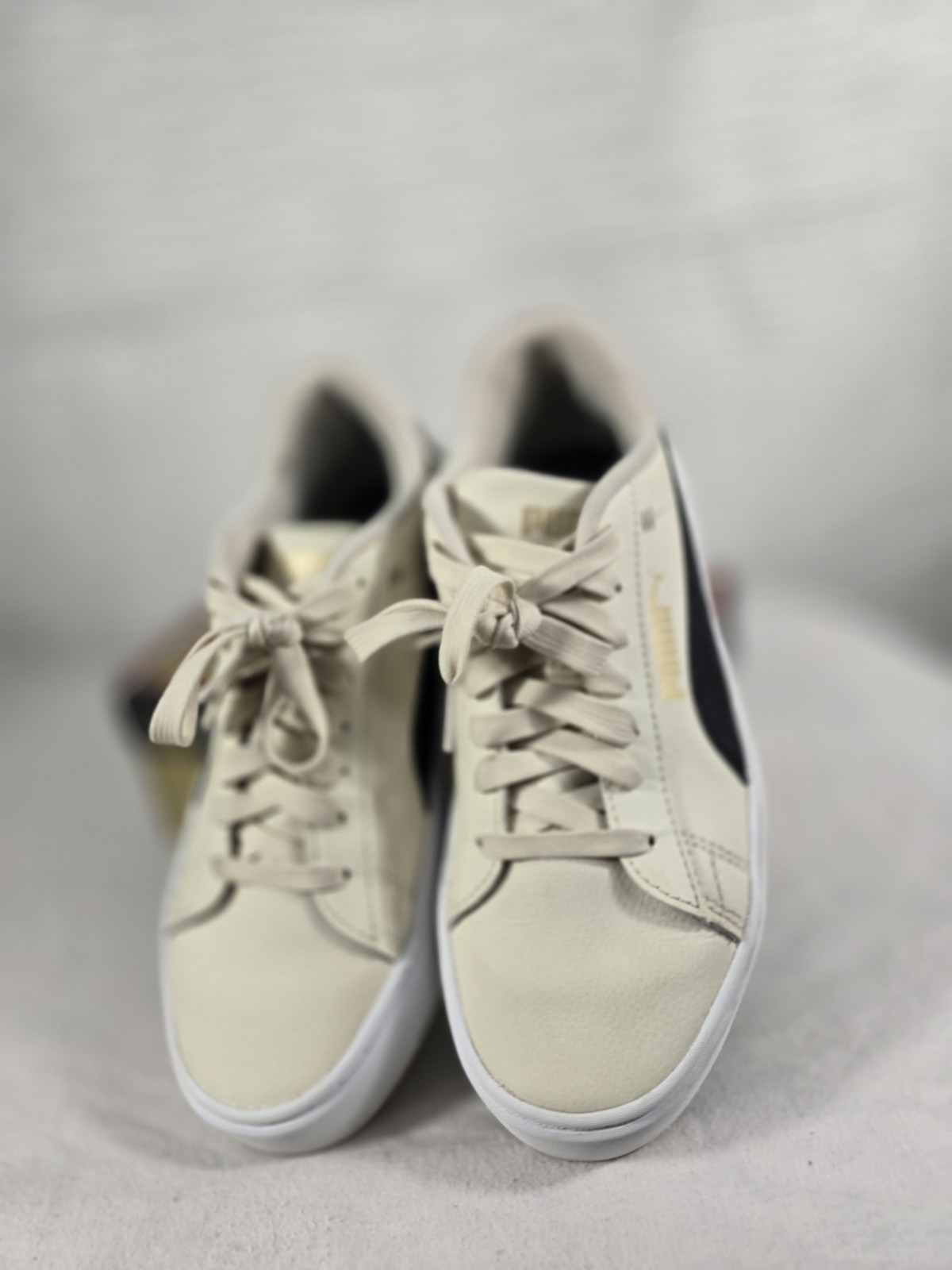 PUMA Smash V3 Platform Sneaker in Alpine Snow-Gold- Beige Women’s 7