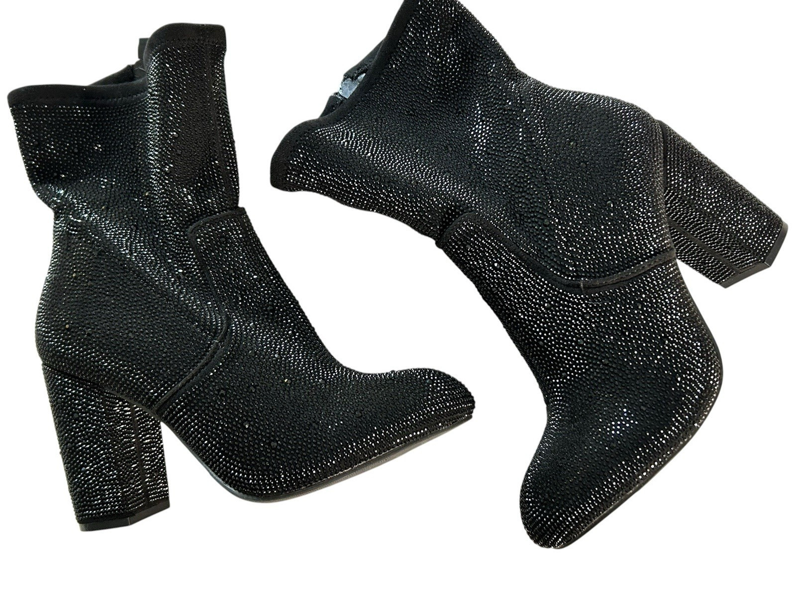 Torrid Black Sparkly Strappy Stretch Embellished Booties Boots, Women 8.5 W Wide