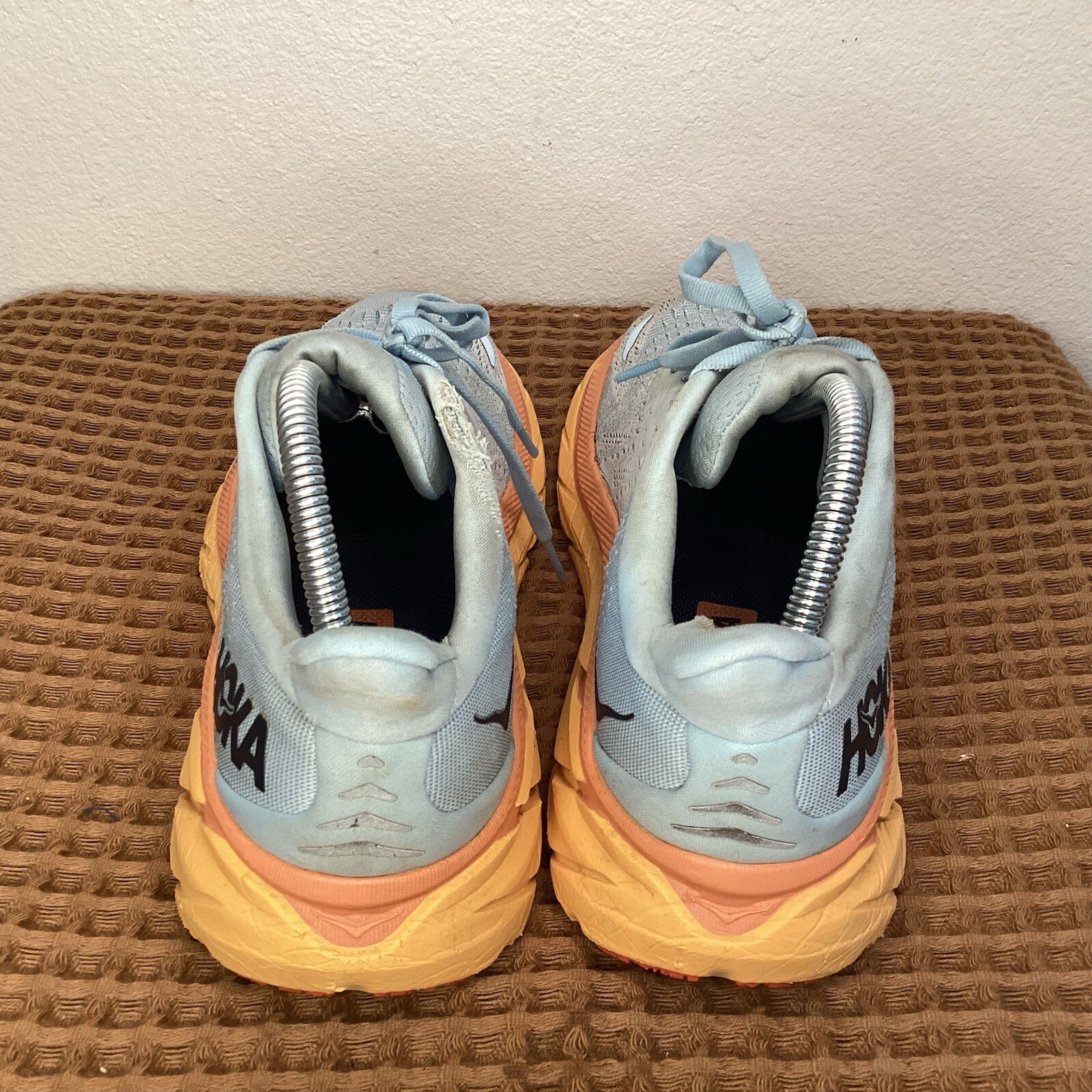 Hoka One Clifton 8 Women’s Size 9 B Running Shoes Lace Up Sneakers Blue Yellow