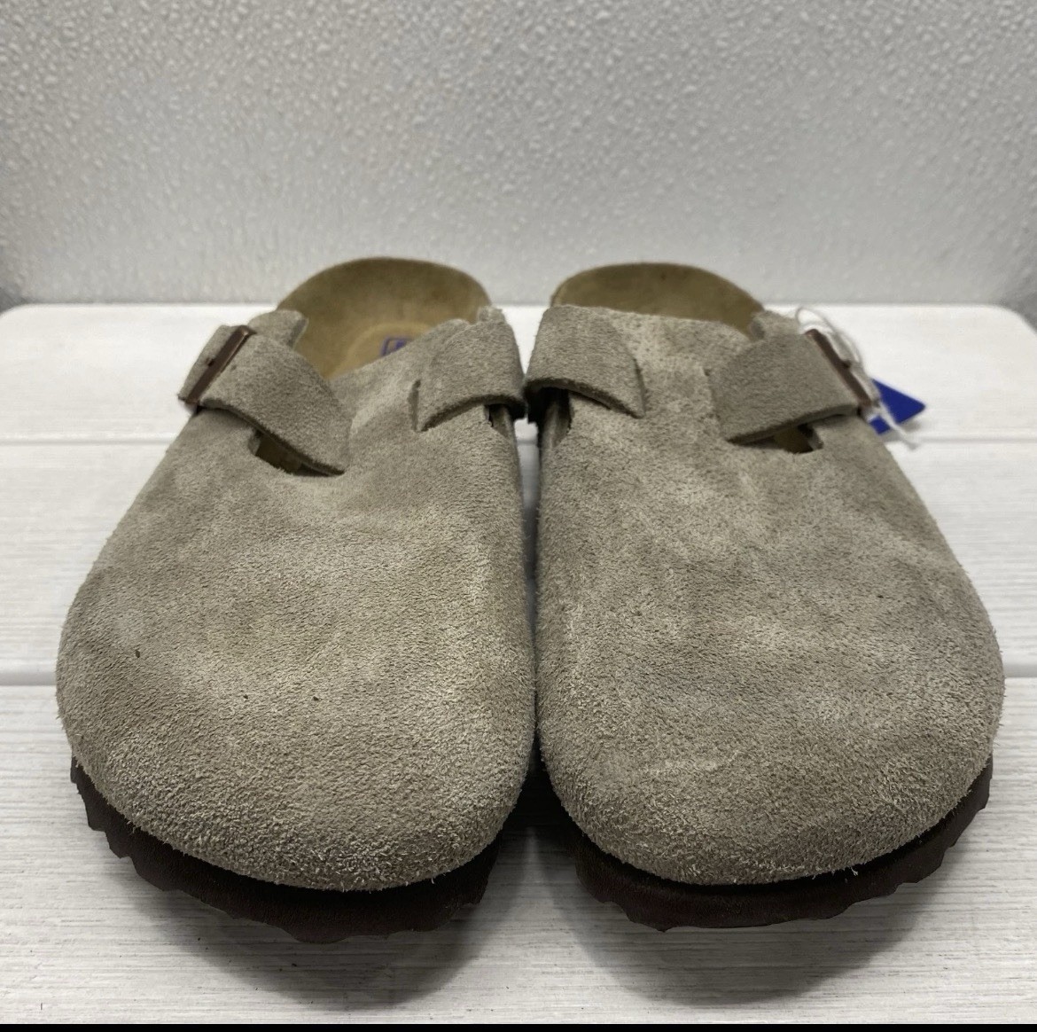 Birkenstock Women’s Taupe Suede Clog Sandals Soft Footbed Buckle EU 37