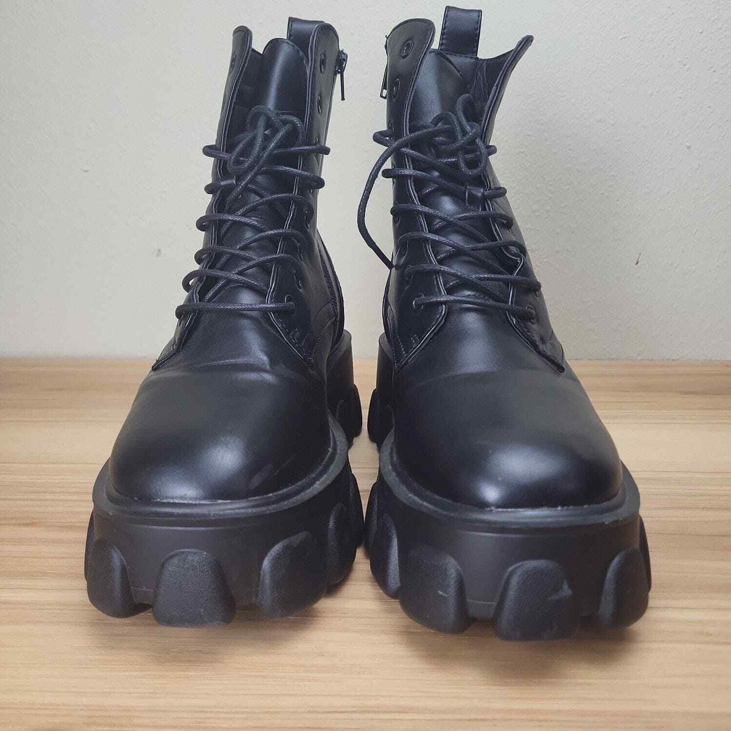 Retro Women’s 8 Things Just Got Cleated Chunky Platform Boots Black Edgy Gothic