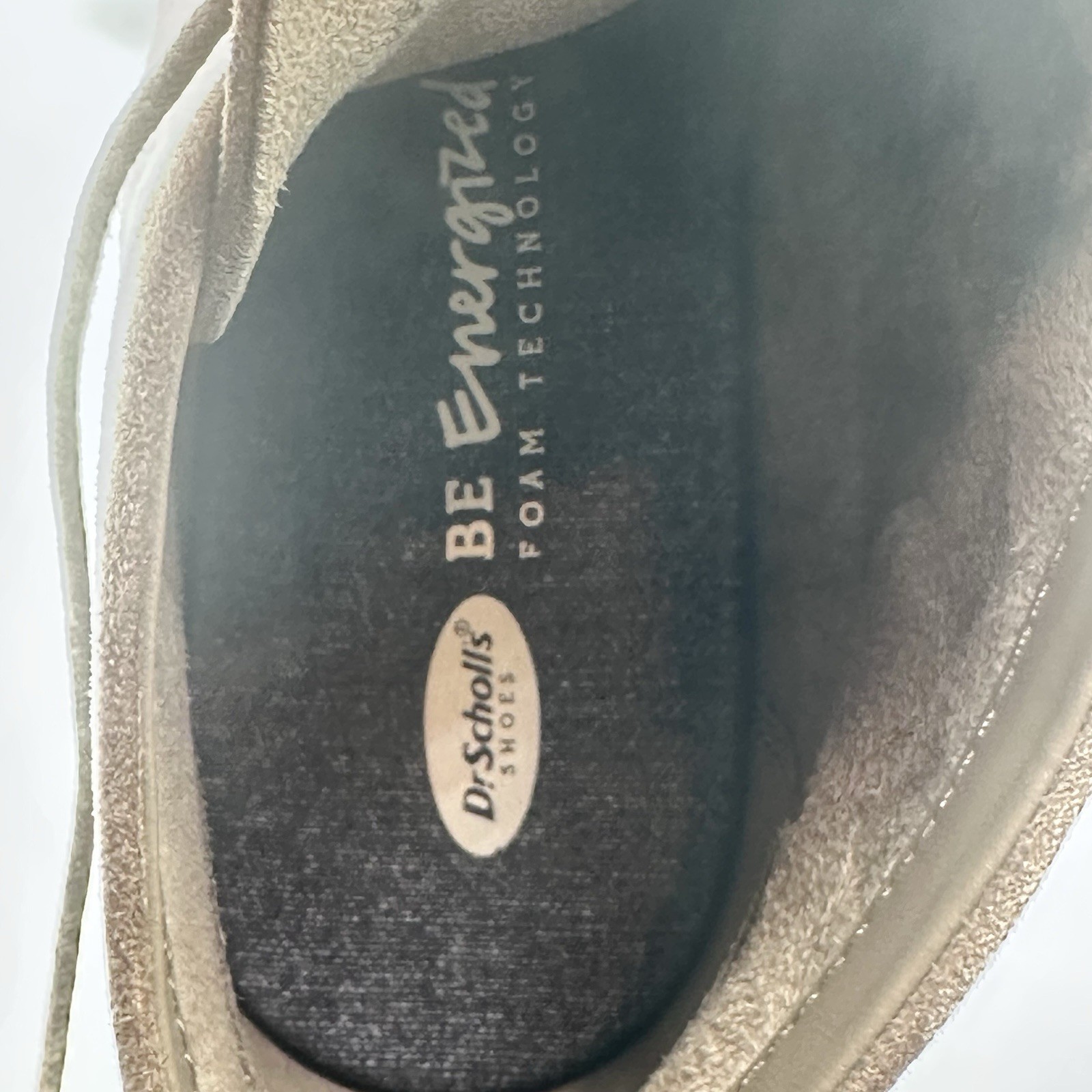 Dr. Scholl’s Dakota Wedge Ankle Booties Taupe Faux Suede Tassel Lace Up Size 8.5
