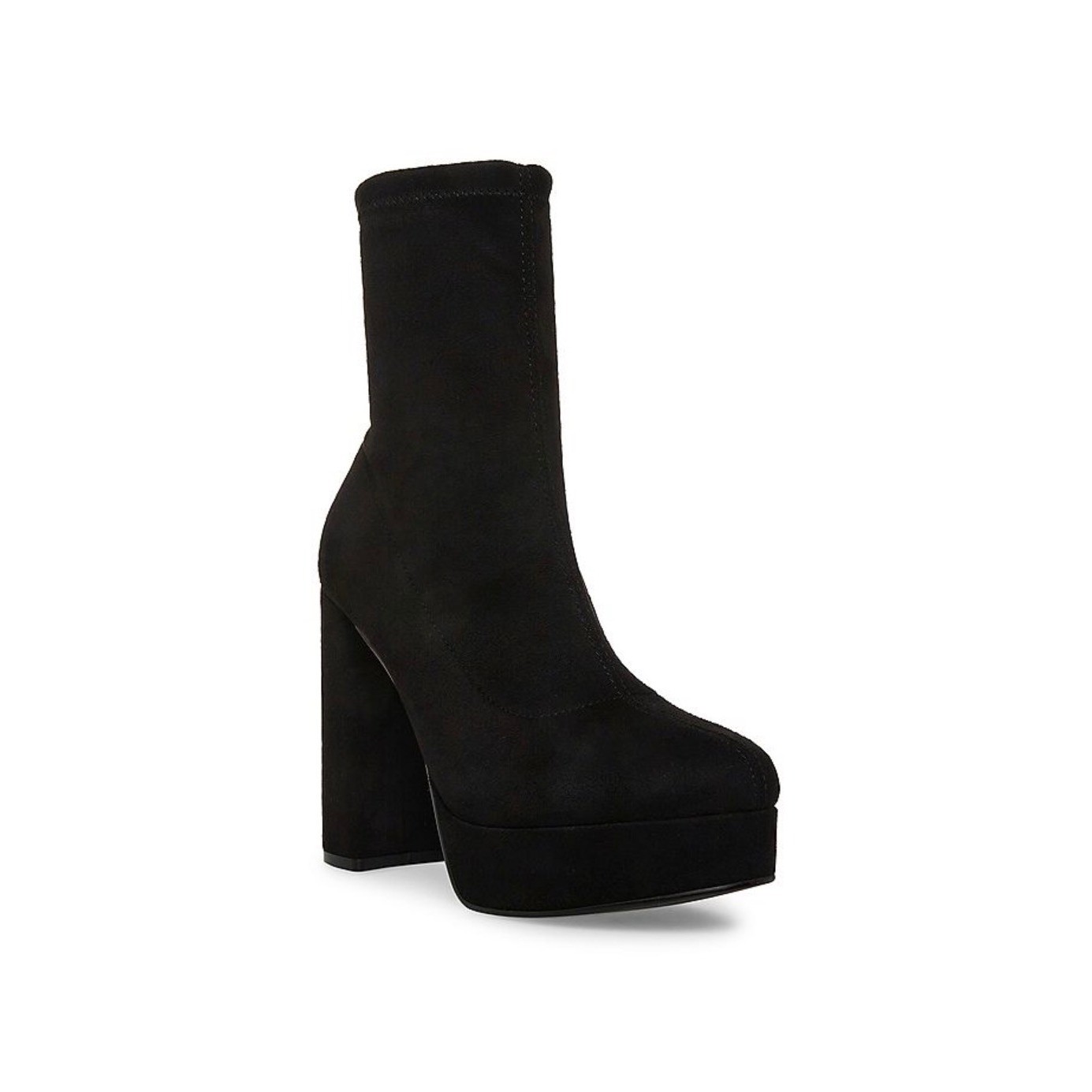 Madden Girl Orchidd Black Faux Suede Platform Block Heel Sock Boots Womens 11M