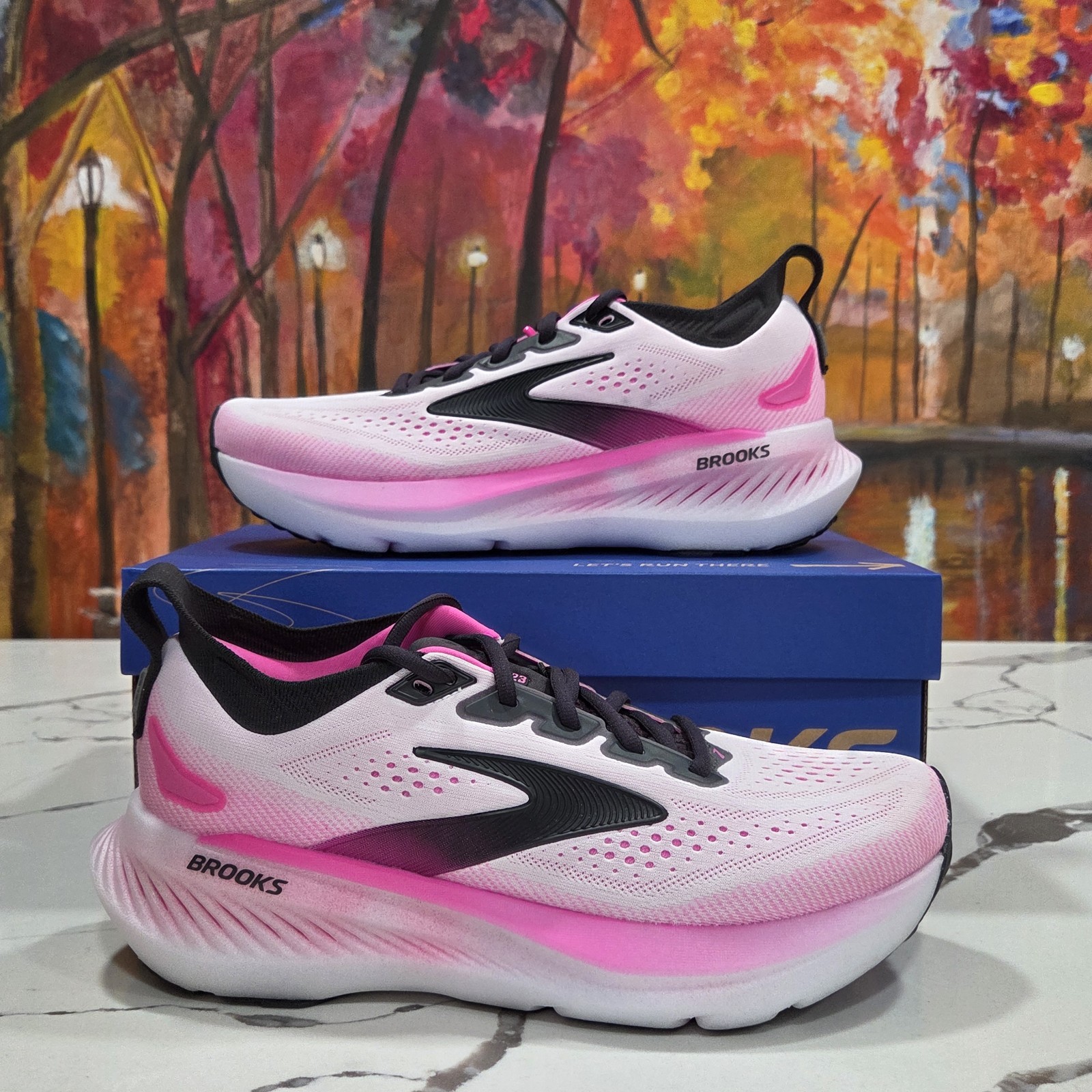 Brooks Glycerin 23 White Phantom Cyber Pink Size 9 Women’s 120465 1B 111 Running