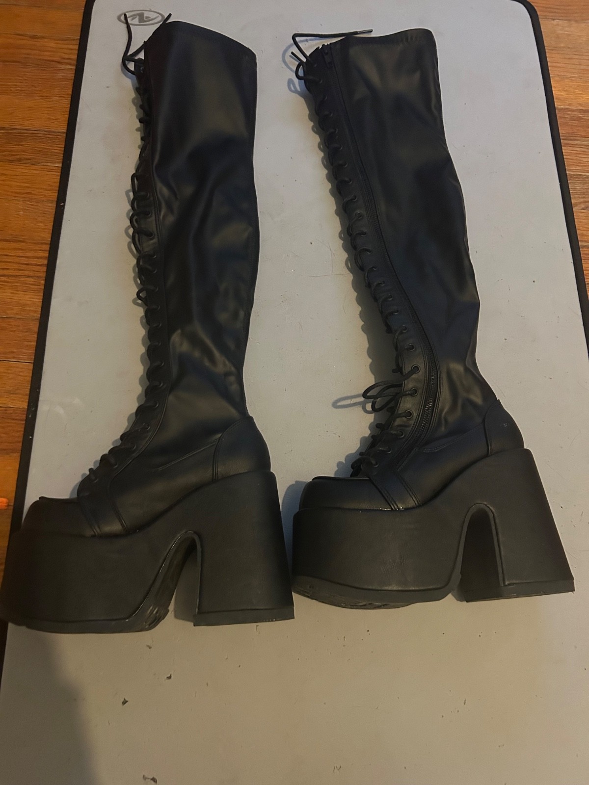 demonia camel- 300 platform boots size 6 womens