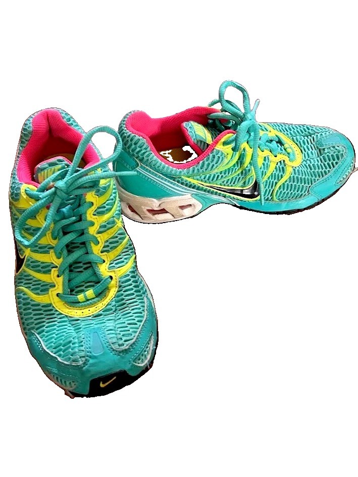 Nike Air Max Torch 4 Womens 6.5 Teal Jade Yellow Pink Running Shoes Gym Sneaker