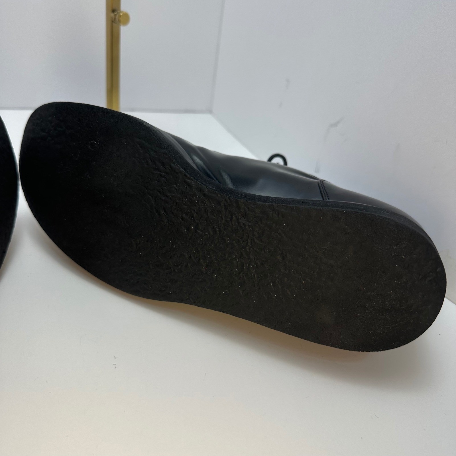 Sergio Rossi Black Leather Platform Oxfords Lace Up Shoes Italy Size 38.5
