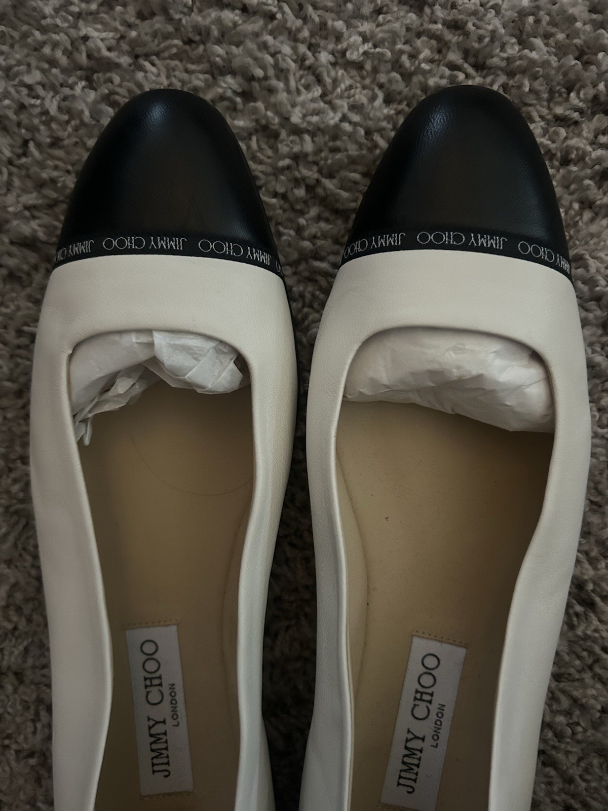 Jimmy Choo Ballerina Flats Bone And Black Size EU 41