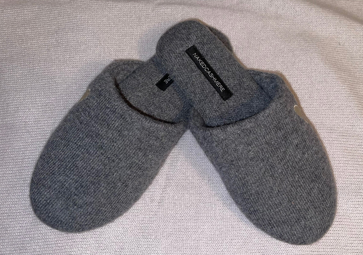 Naked Cashmere LOVE MULE SLIPPER 100% Cashmere Sz Small/Medium GREY/SMOKE