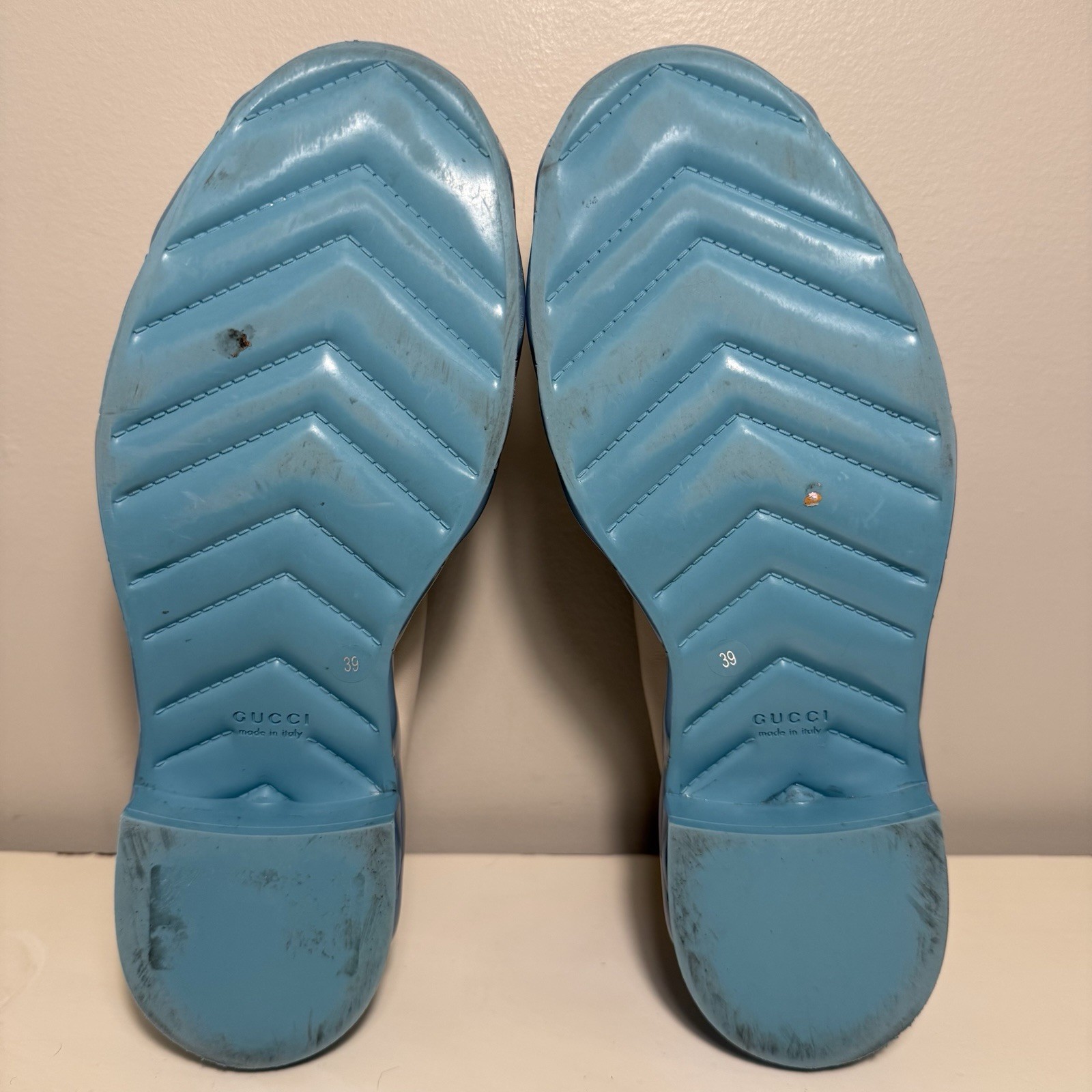 Gucci Marmont GG Platform Loafers Women’s EUR 39 Matelasse Leather Stiched Blue