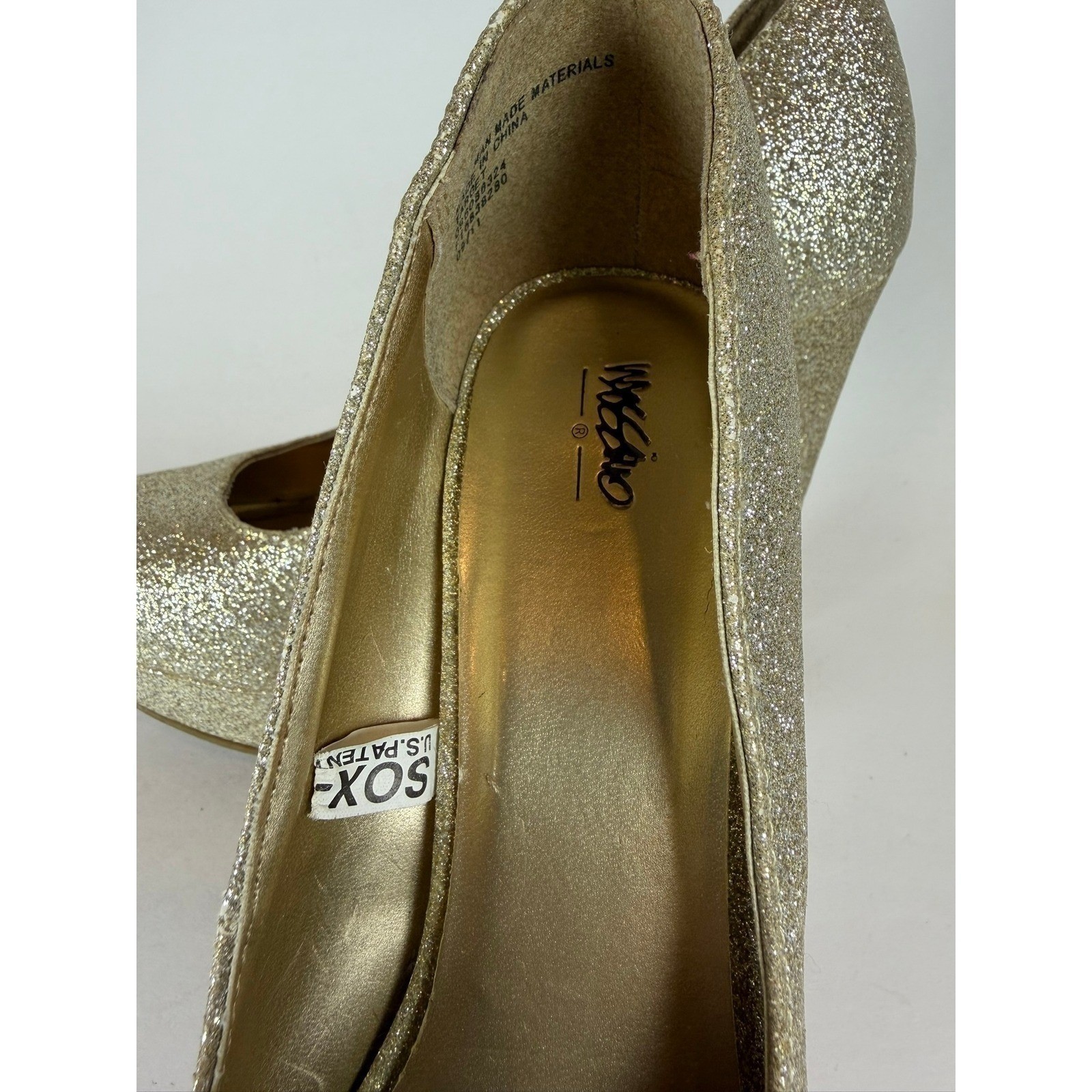Mossimo Gold Glitter Platform Heels Women Chunky Block Heel Sparkle Size 6