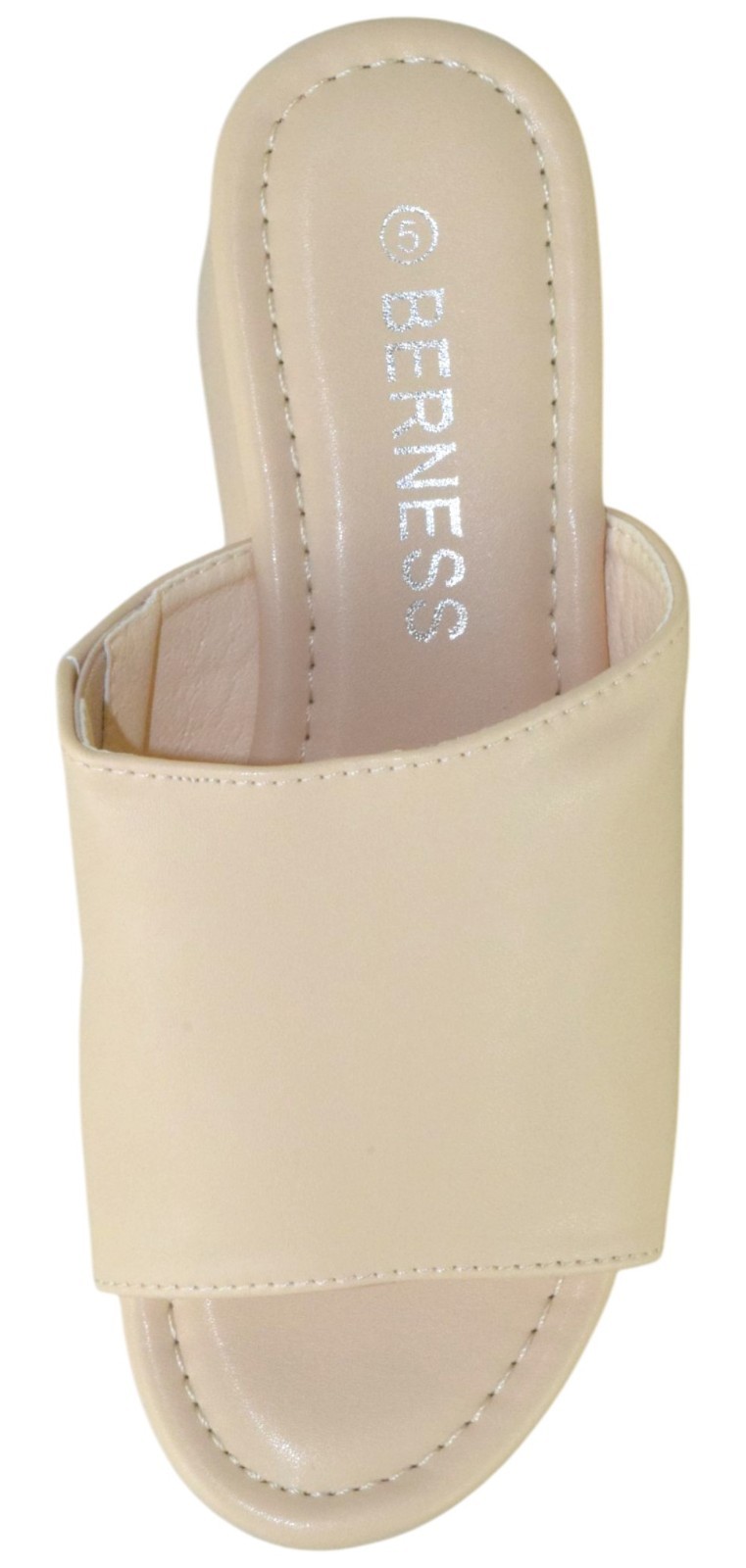 Berness Women Platform Wedge Slide Sandals SlipOn Flatform Mule FLORA Beige Nude