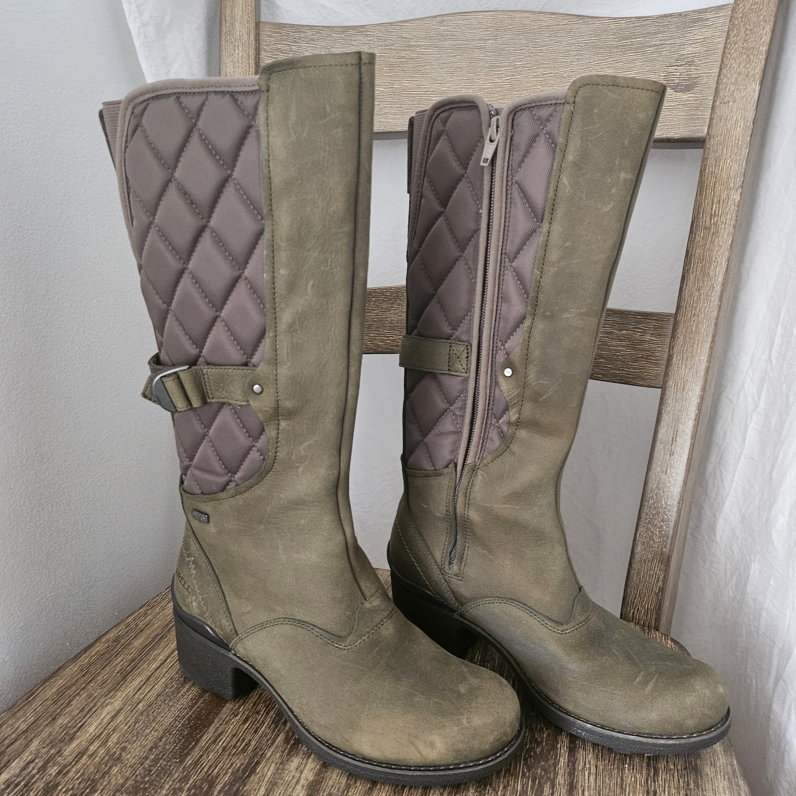 Merrell Tall Boots Women US6 UK3.5 EU36 Dusty Olive Performance Footwear Winter