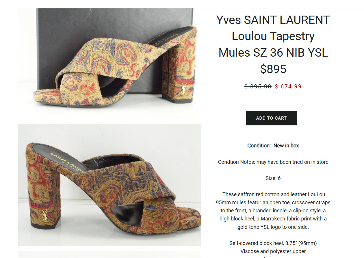 Saint Laurent LOULOU 95 SAFFRON ROUGE Jacquard Logo Heels Mule sz US 6 IT36 $895