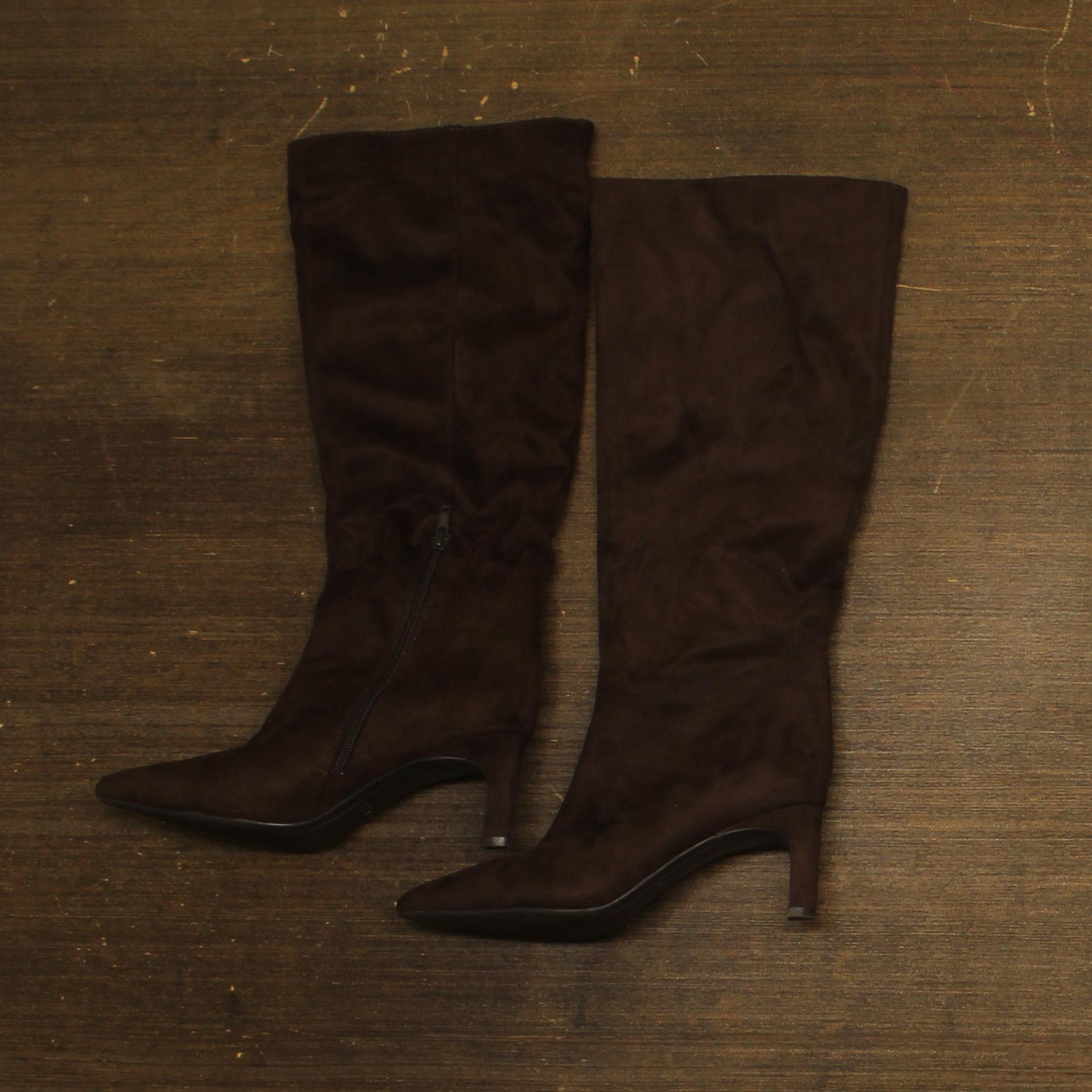 A New Day Mid-Calf Faux Suede Cone Heel Boots 94568889 Brown 7M