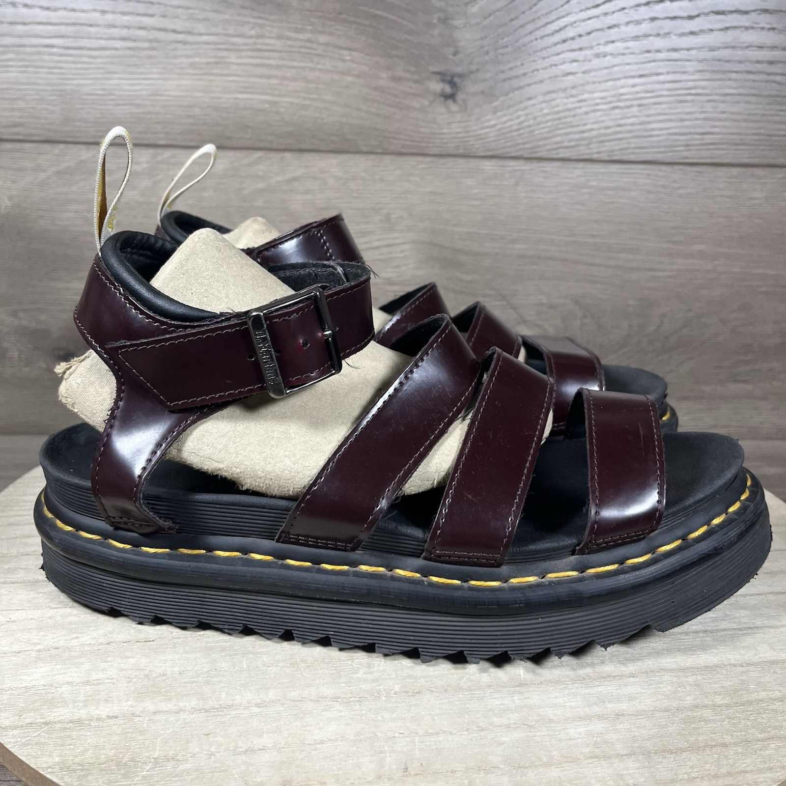 Dr Martens Vegan Blaire Burgundy Red Gladiator Strap Sandals Womens Size 9