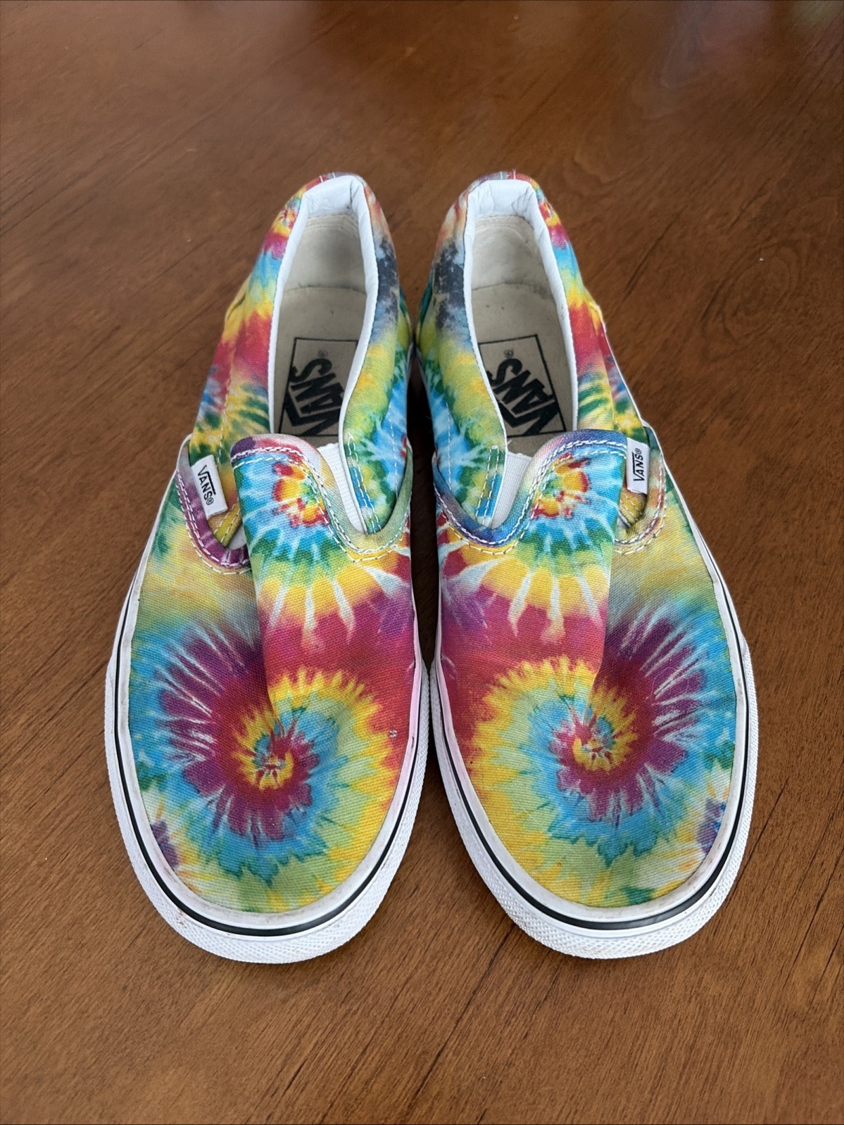 Vans Tie Dye Shoes Red Blue Yellow Green Slip On M6 W7.5