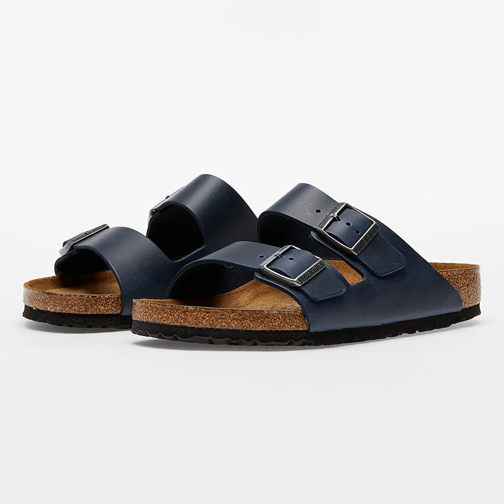 Birkenstock Arizona Blue Classic Oiled Leather Two-Strap Sandals Women’s Shoes