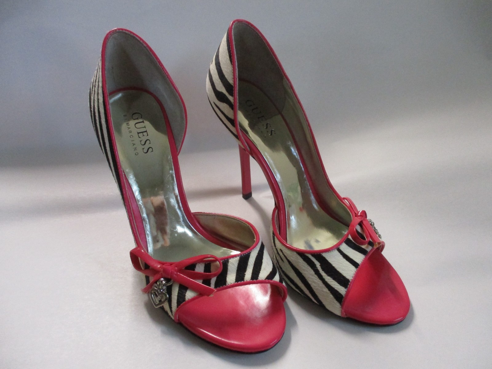 GUESS BY MARCIANO PONY HAIR ZEBRA PATTERN & PINK STILLETOS SIZE 6M