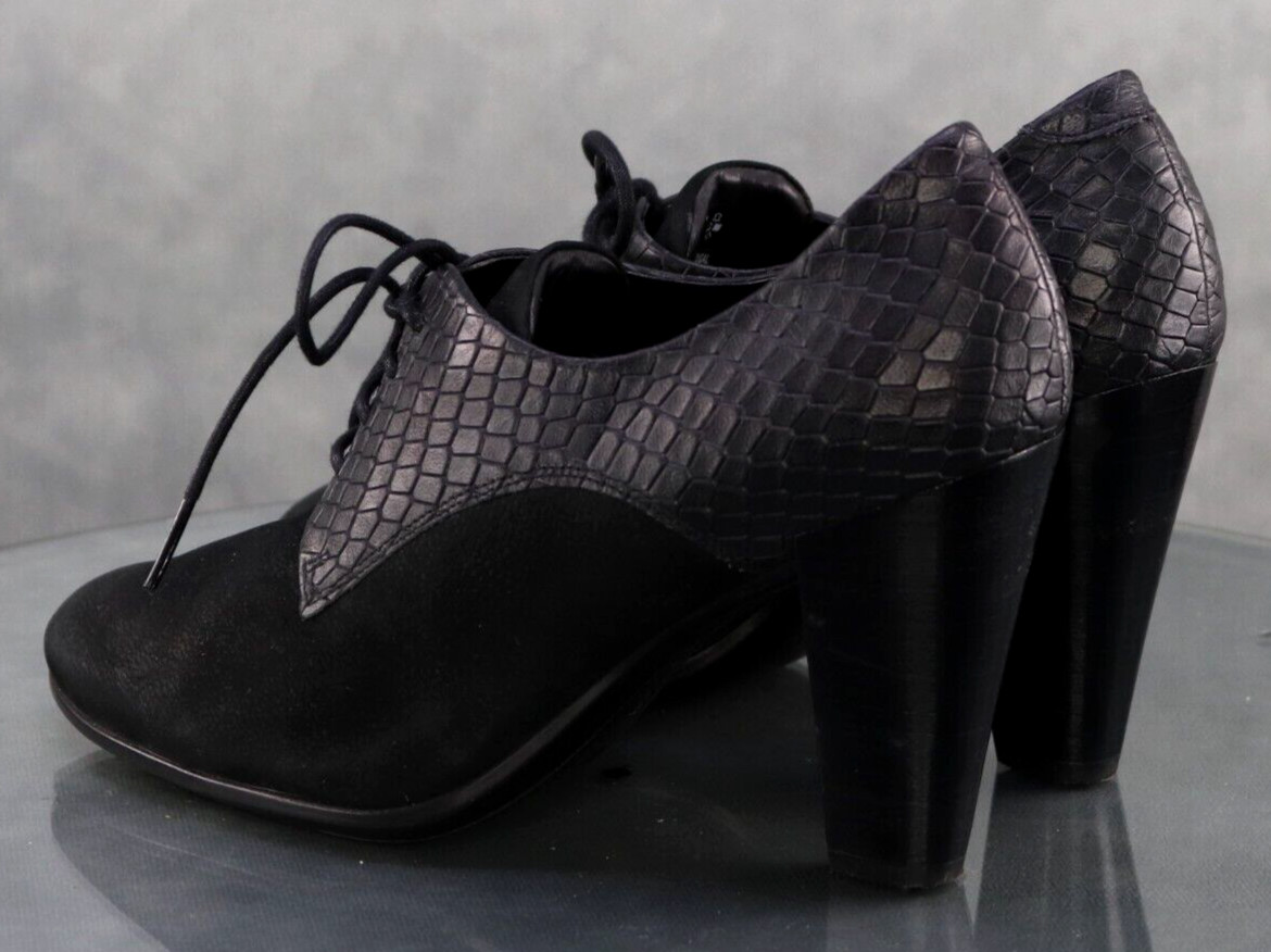 ECCO Women’s Pump Heels Shoes Size EU 40 US 9-9.5 Suede Black Snake Print