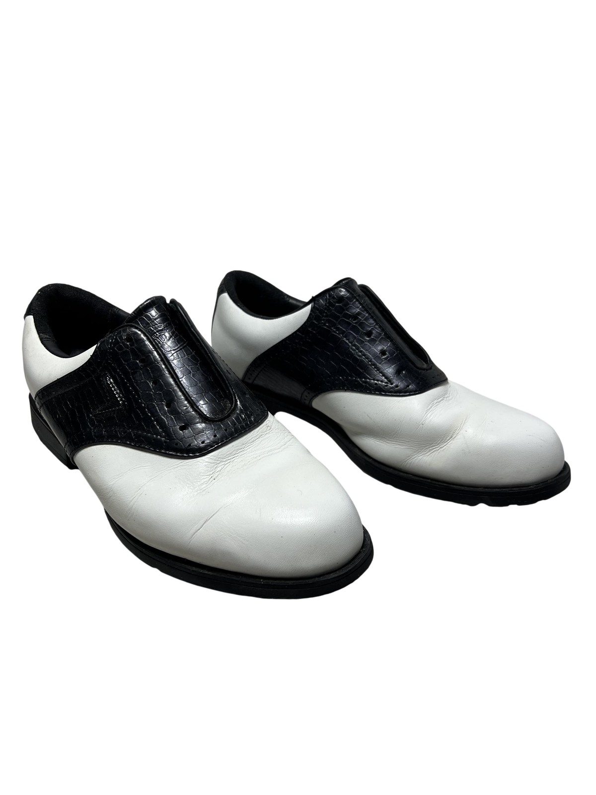 Callaway Golf Shoes Sneakers Womens Size 8 White Black Leather Spikes Slip-On
