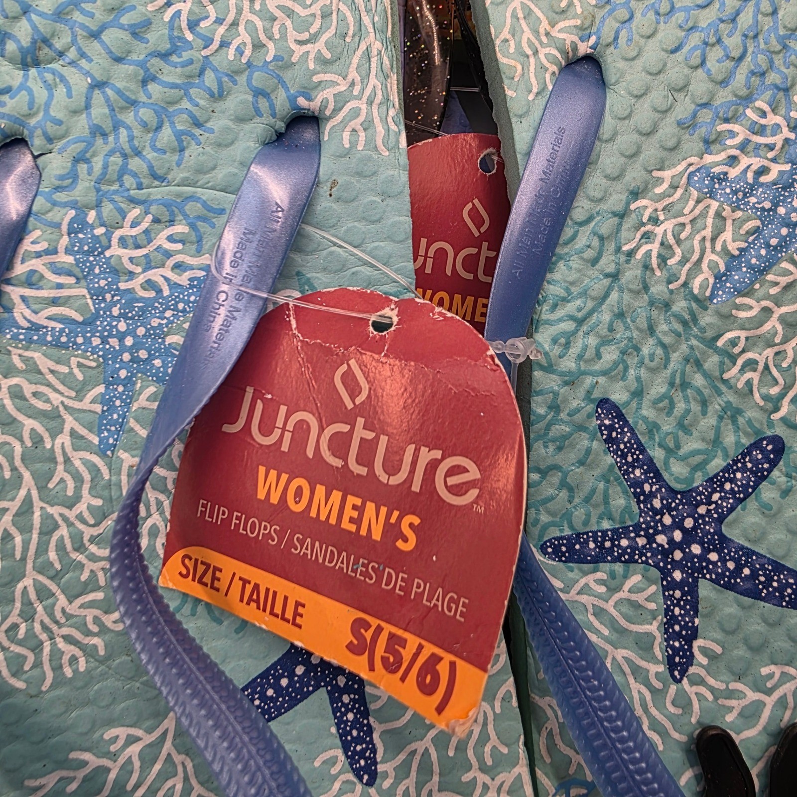Lot of 10 Juncture Womens Flip Flops Sandals Summer Prints Bee Starfish NWT