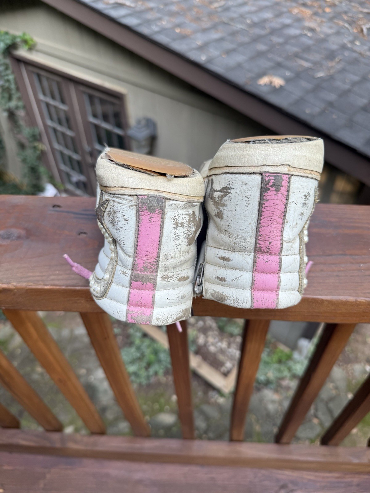 Golden Goose Slide Pink Suede White Canvas Women’s Size EU 38 / US 8