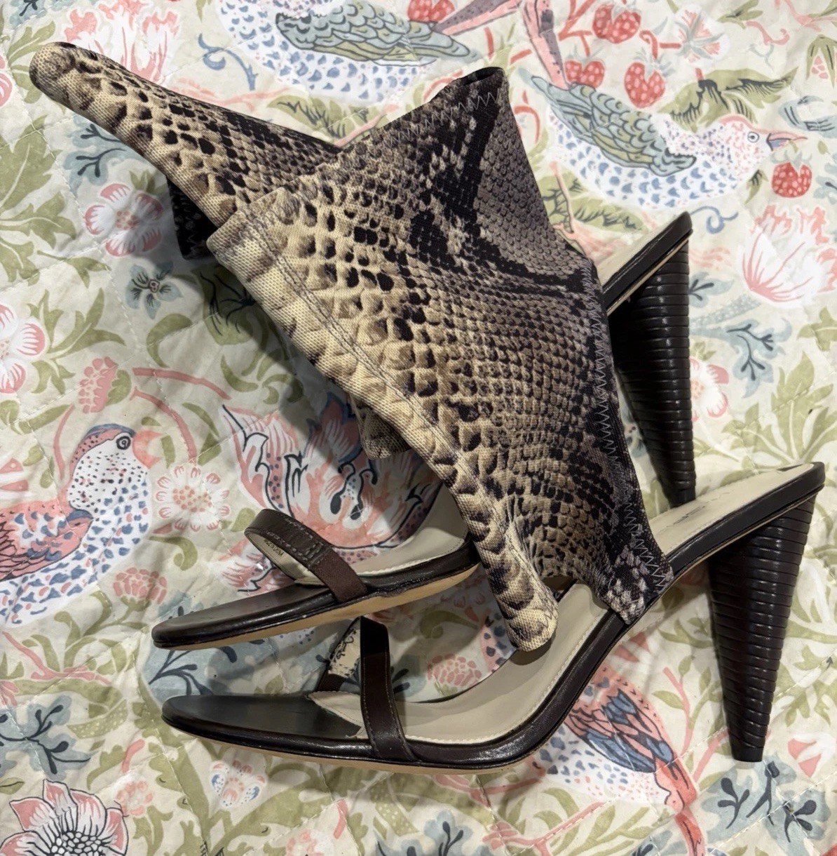 Via Spiga Size 10 Strappy And Elastic Sleeve Leopard Sexy Sandals Stilettos NWOB