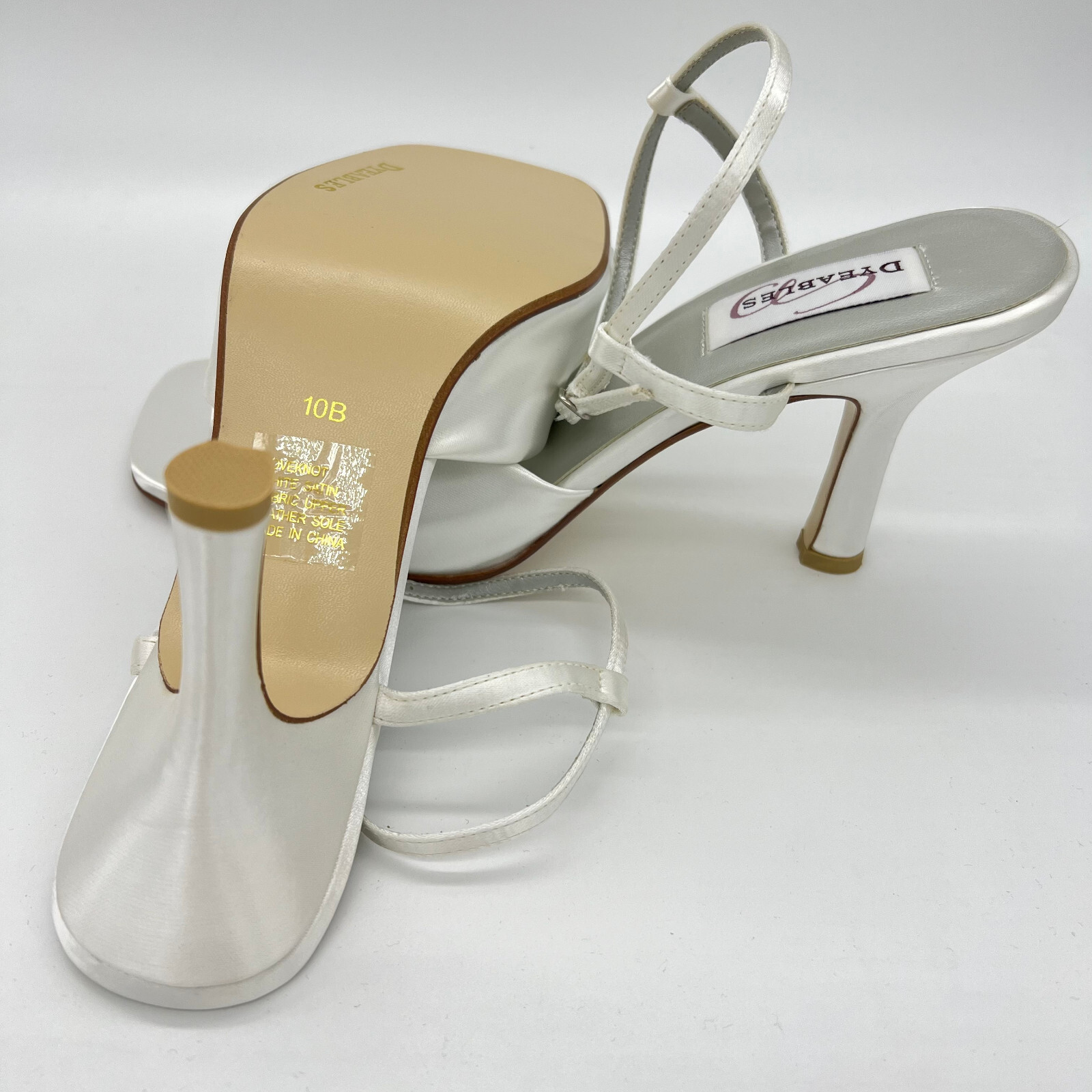 Dyeables Women Super Soft Satin Buckle Slingback Knot Sandal White Satin 10B