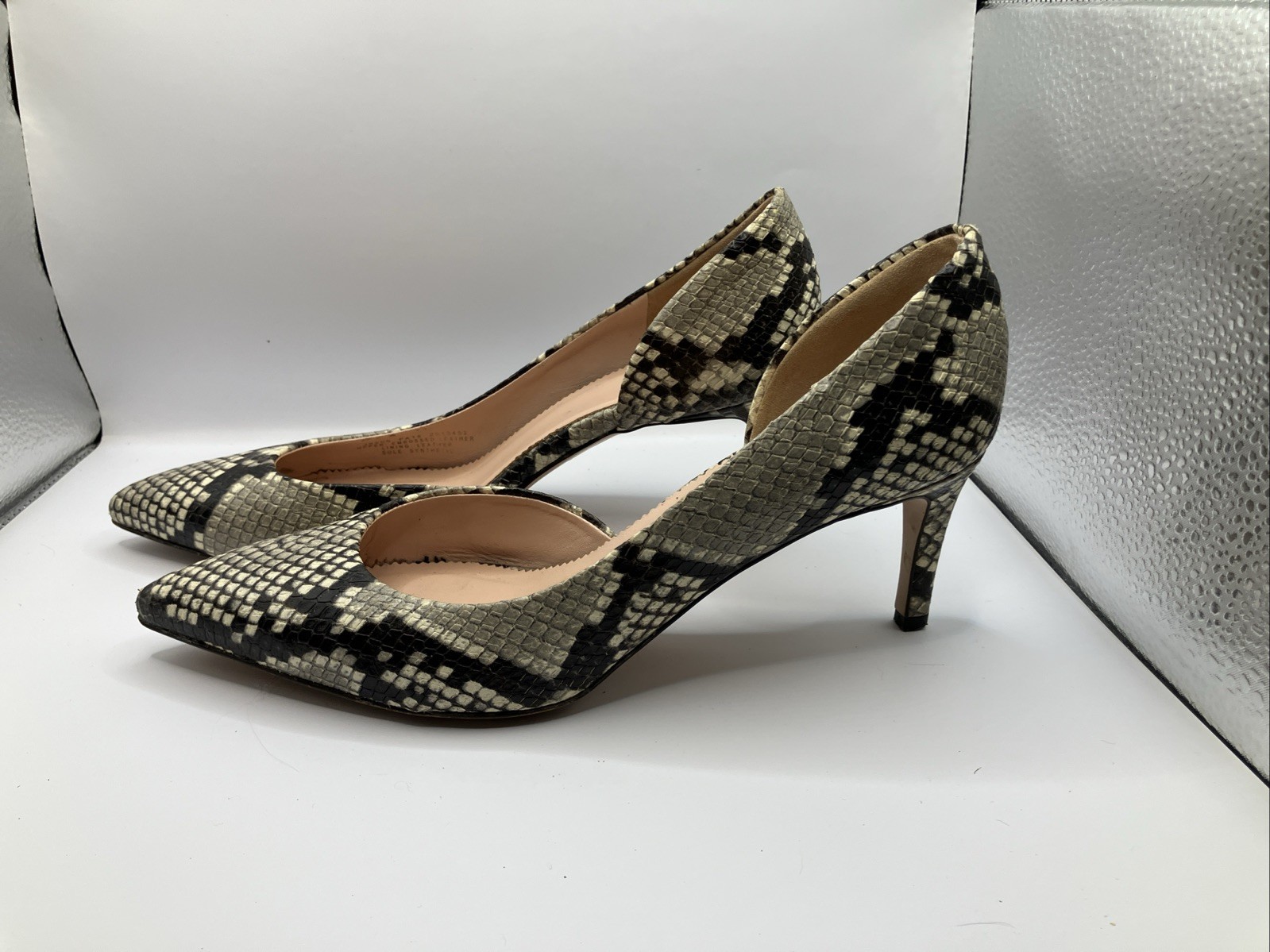 J. Crew Lucie Pumps In Snake Embossed Leather Made in Italy Size 7.5