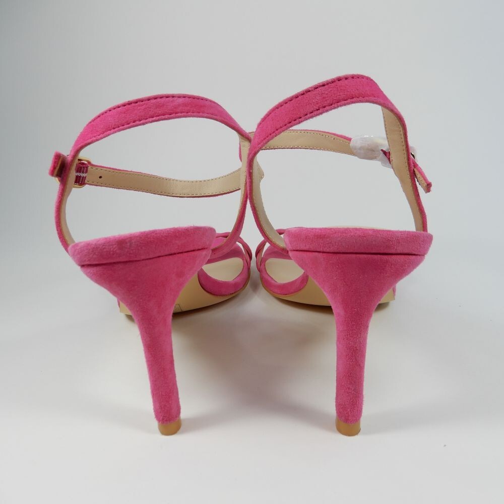Stuart Weitzman Dancer Twistie SANDALS Heels Size 8 Peonia Pink Suede NEW $450