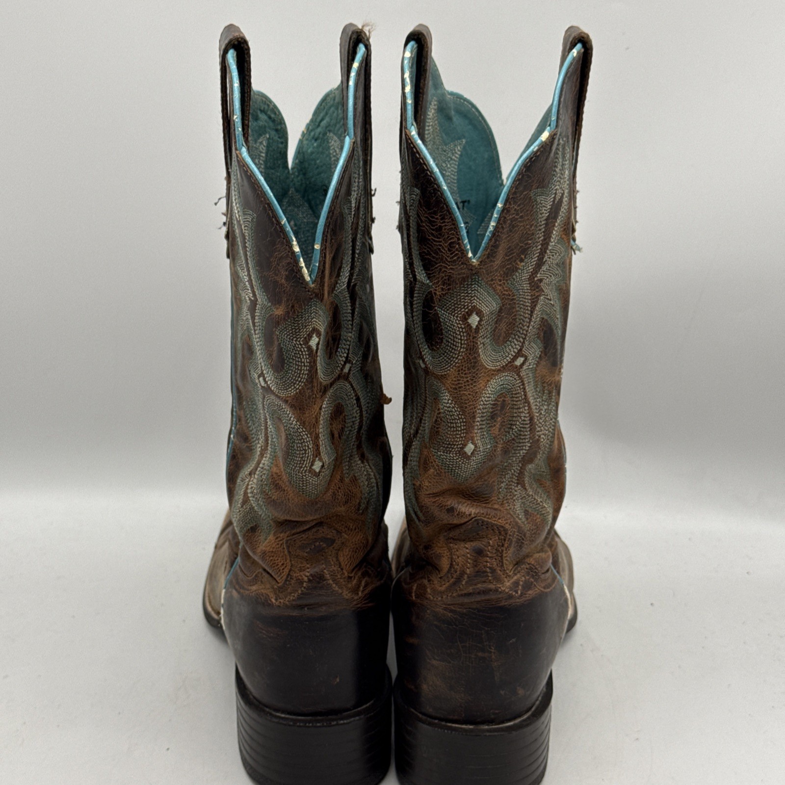 Ariat Cowboy Boots 7.5B Tombstone Brown Square Toe Rodeo Western