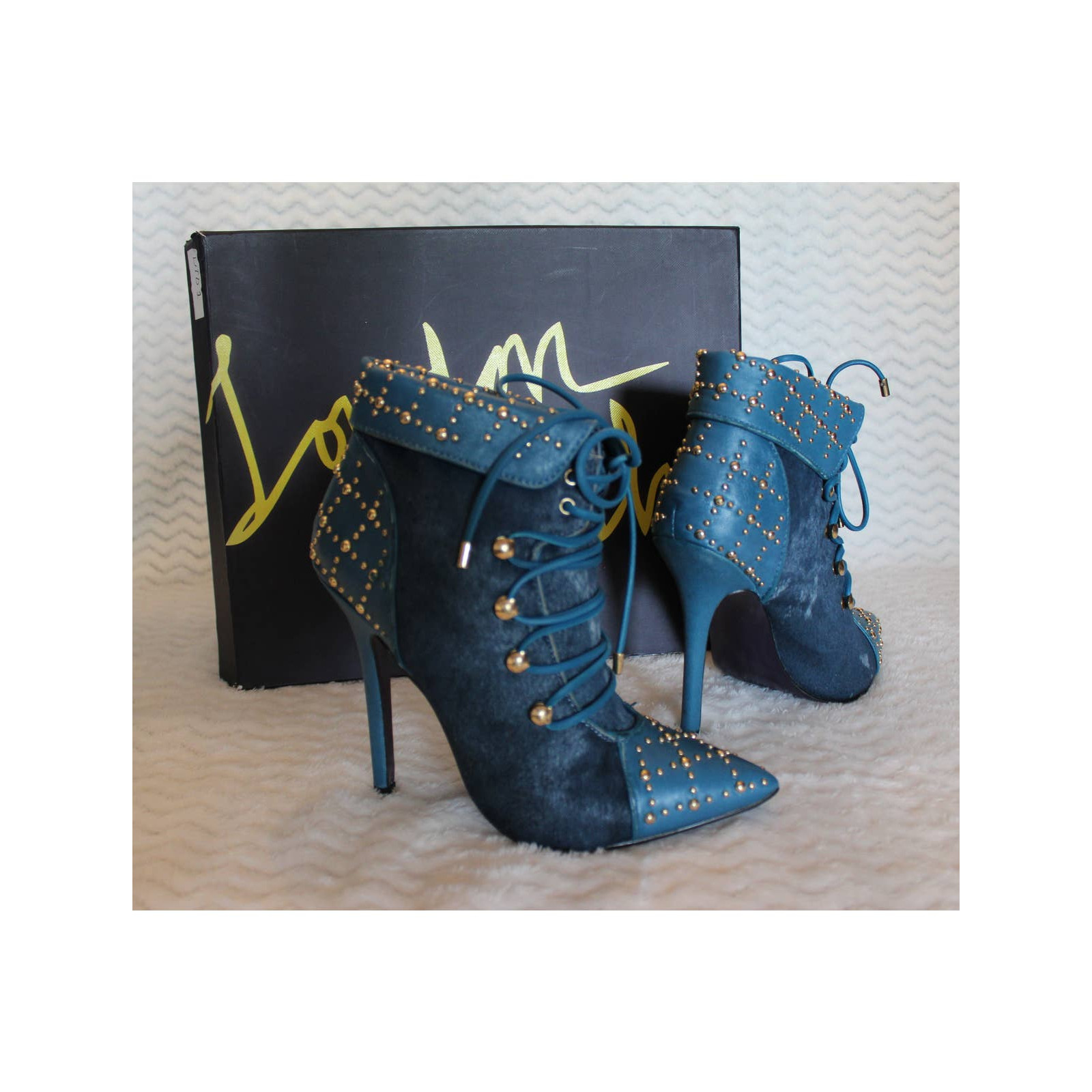 London Trash Della Lace-Up Studded Leather Bootie – New in Box