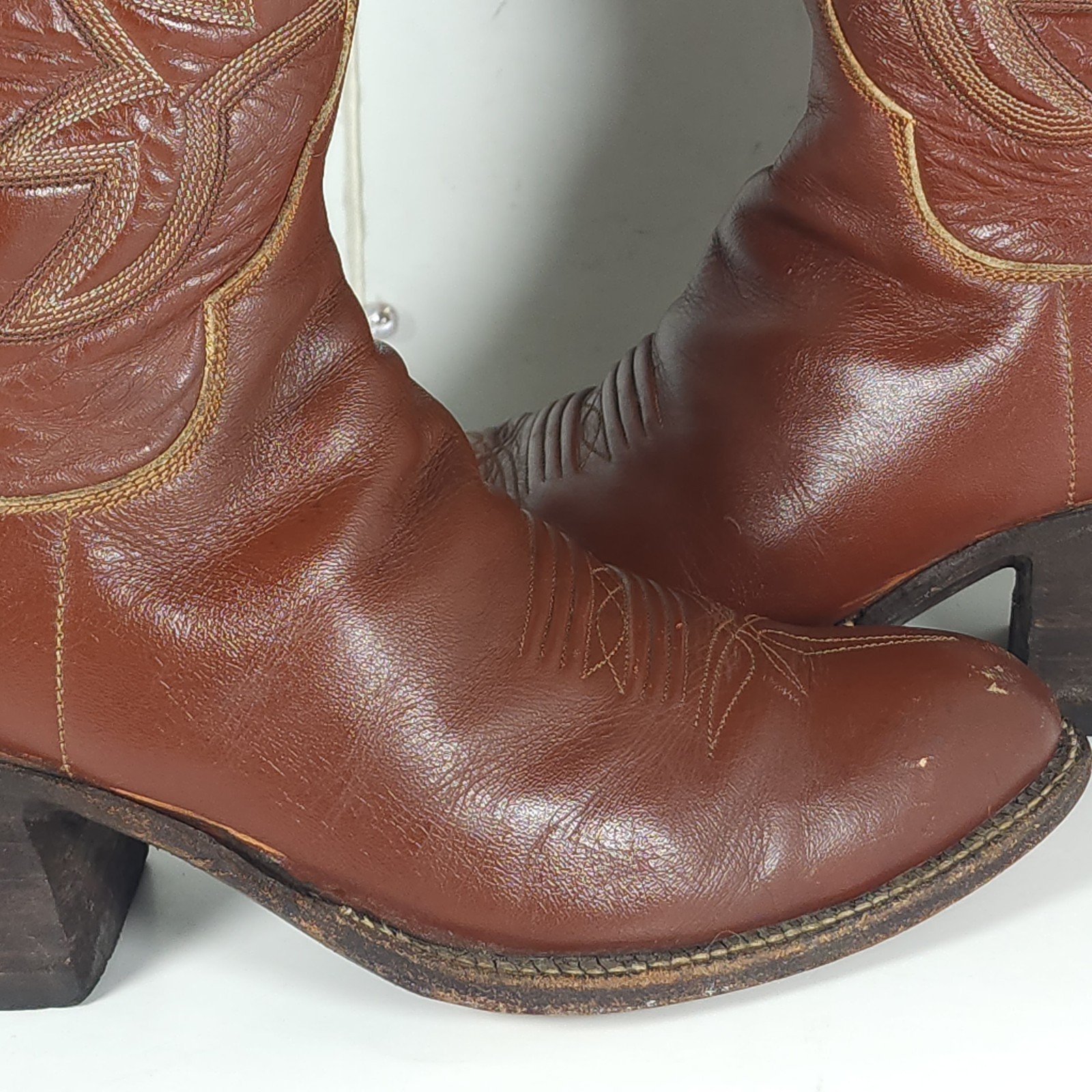 M.L.Leddy San Angelo Vtg Women’s US 8,5? Brown Leather Handmade Western Boots