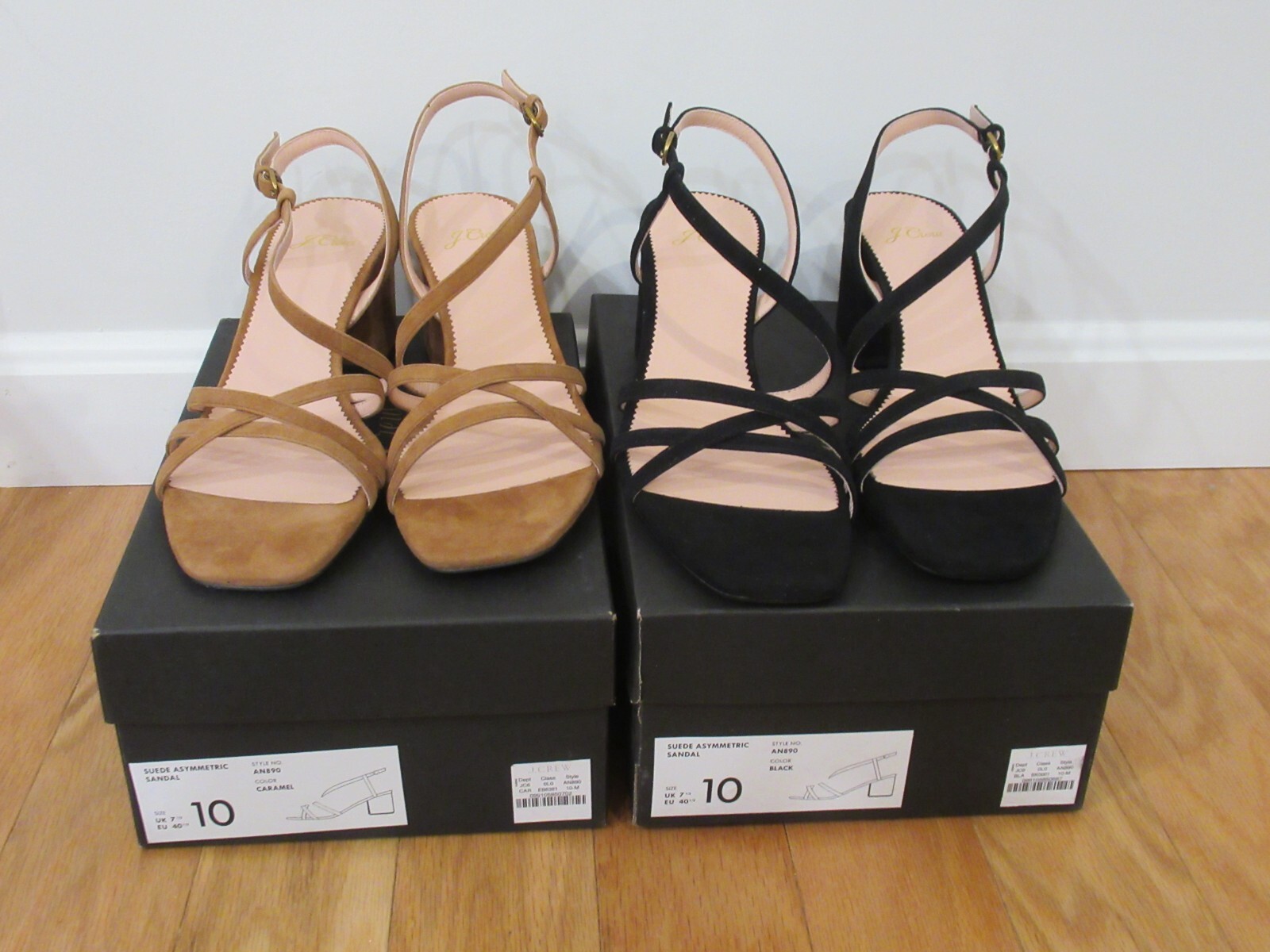J. Crew AN890 Womens Odette Strappy Suede Leather Sandals 10 NIB ~~TWO PAIRS~~