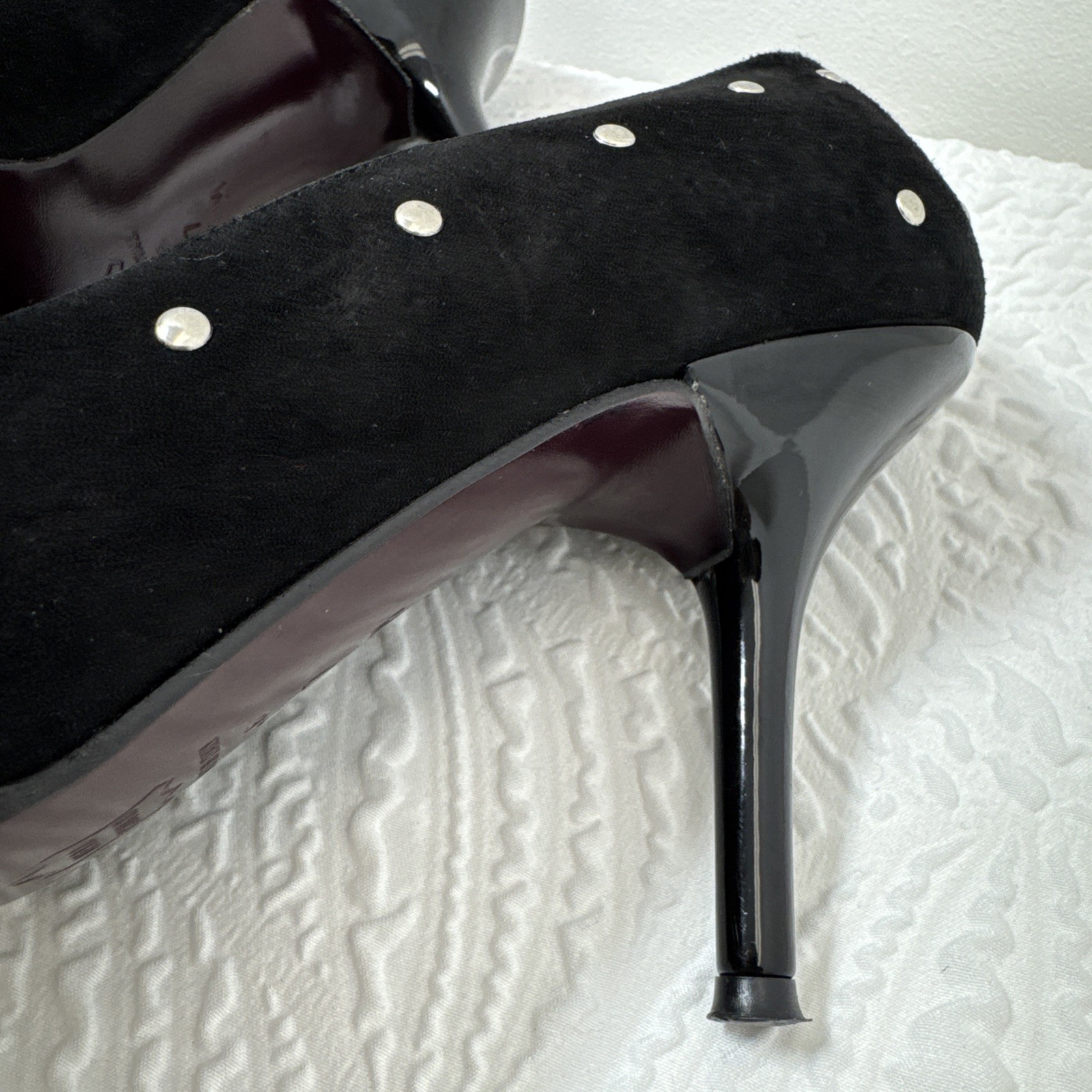 VIA SPIGA V-FILARDO BLACK SUEDE Leather PUMP SILVER STUDS 7 M