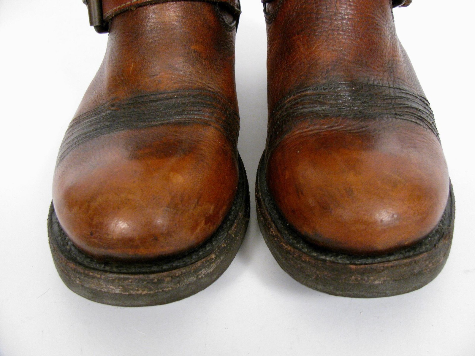 ASH BOOTS BROWN LEATHER DISTRESSED MOTO BIKER TRASH PAVONDONA STUDDED SHOES~38.5