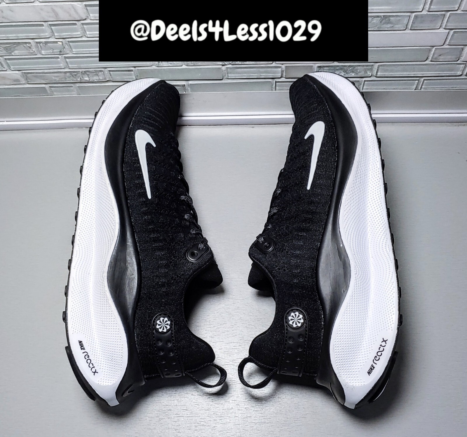 Nike ReactX Infinity Run Flyknit 4 Womens Size 8 Black White Grey DR2670-001