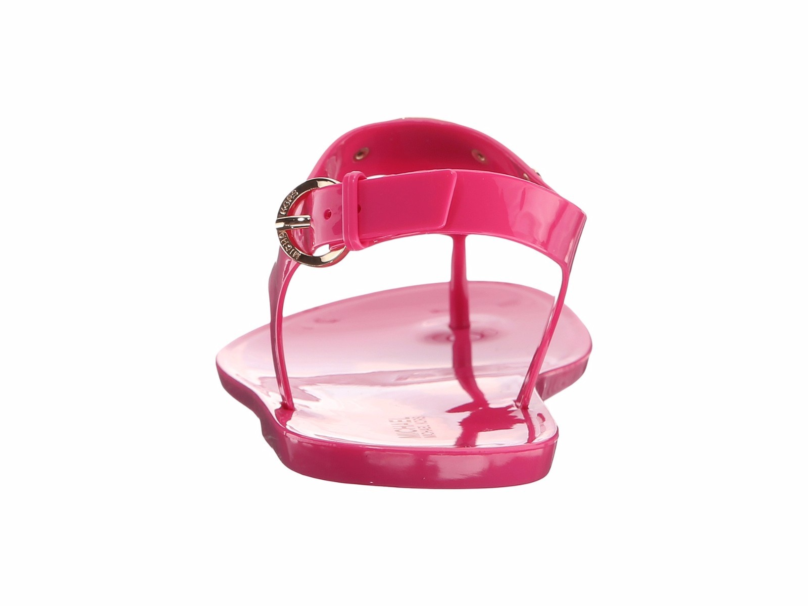 MICHAEL KORS MK PLATE JELLY RASPBERRY PINK PVC WOMENS THONG LOGO SHOES MULTISIZE