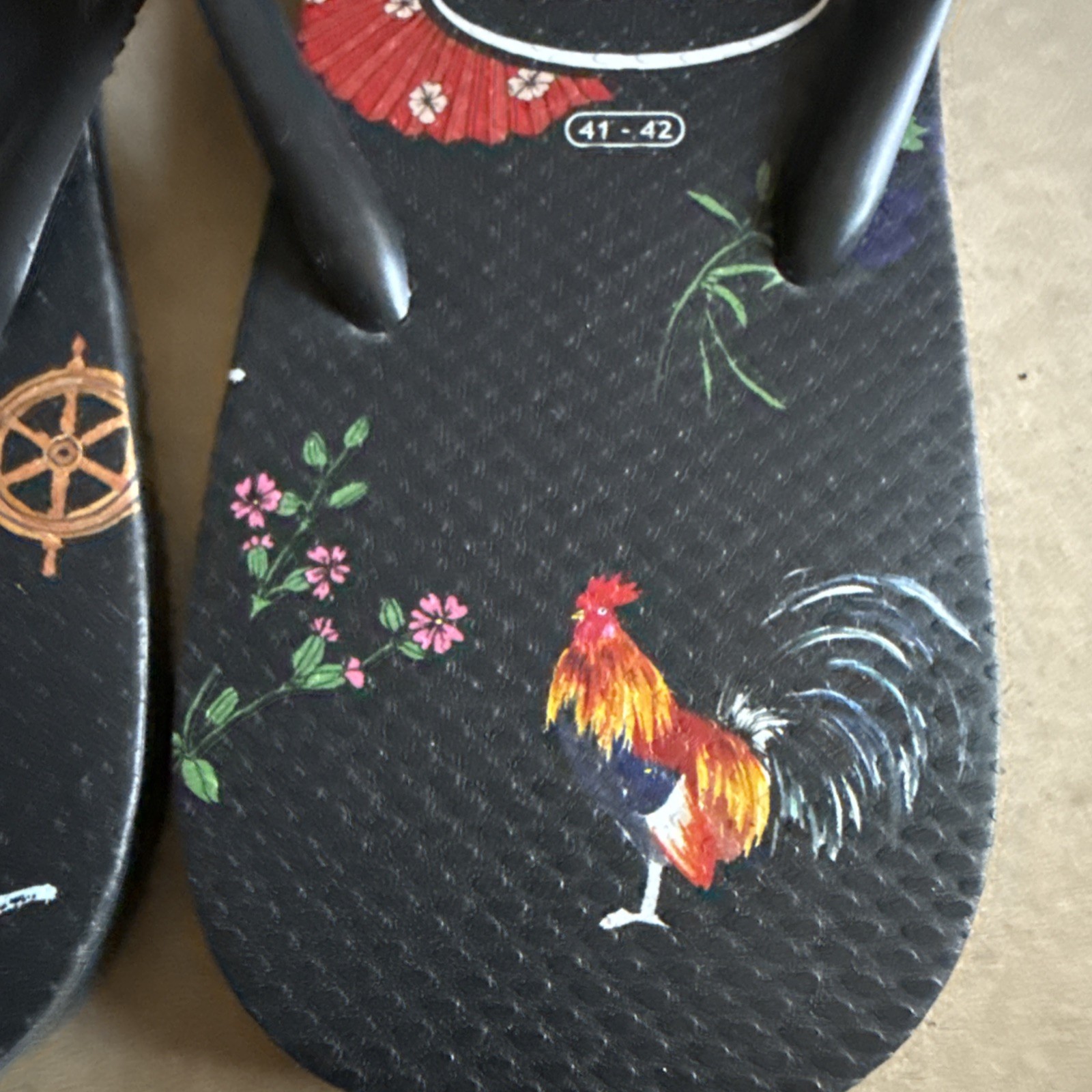 Havaianas Slim Black w/Animals/Flowers/Sailboats EU 41-42 New