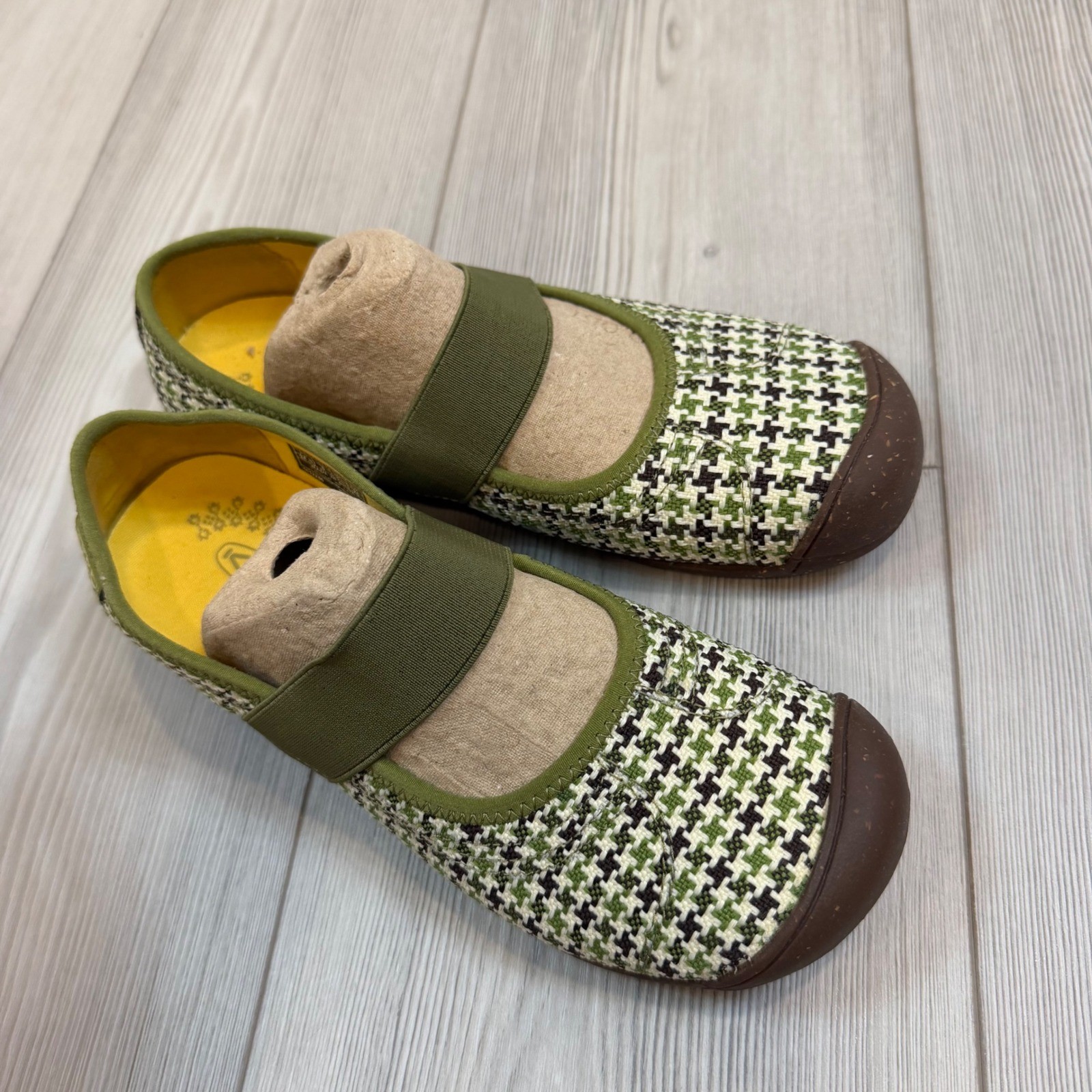 Keen Sienna MJ Canvas Loden Print Houndstooth Green Mary Jane Flats Womens 8 NEW