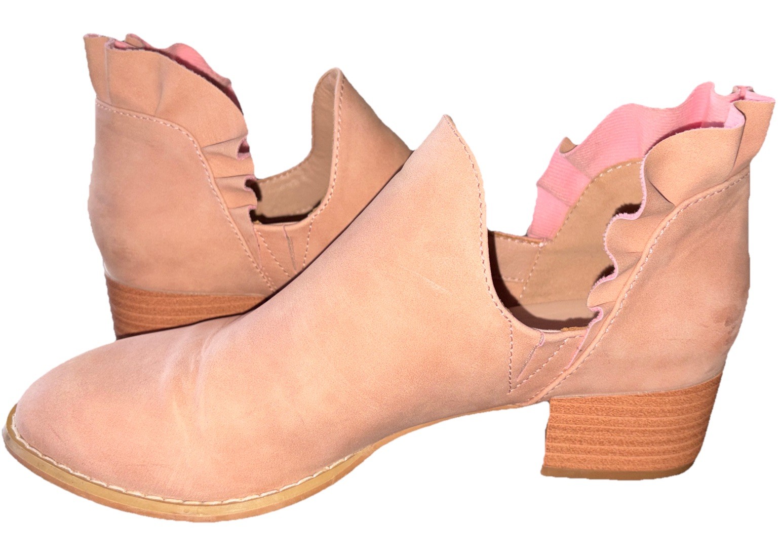 Aldo Pink Scalloped Fashion Spring, Summer & Fall Suede Booties-Size 7.5”