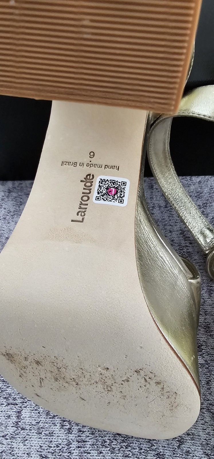 Larroudé Gold Platform High Heel Sandals Women’s Size 6 Handmade in Brazil