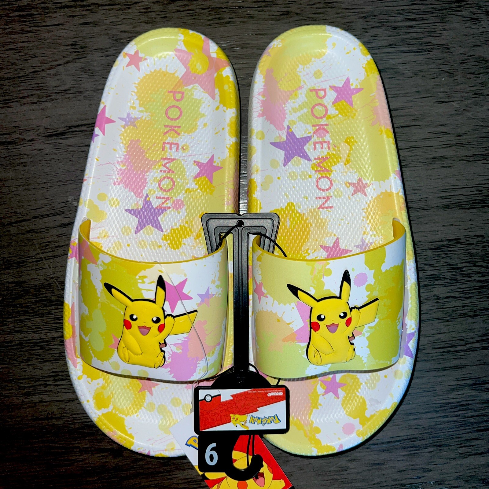 GROUND UP Women’s Pokémon Pikachu Cartoon Comfort Pillow Slide Slippers NWT
