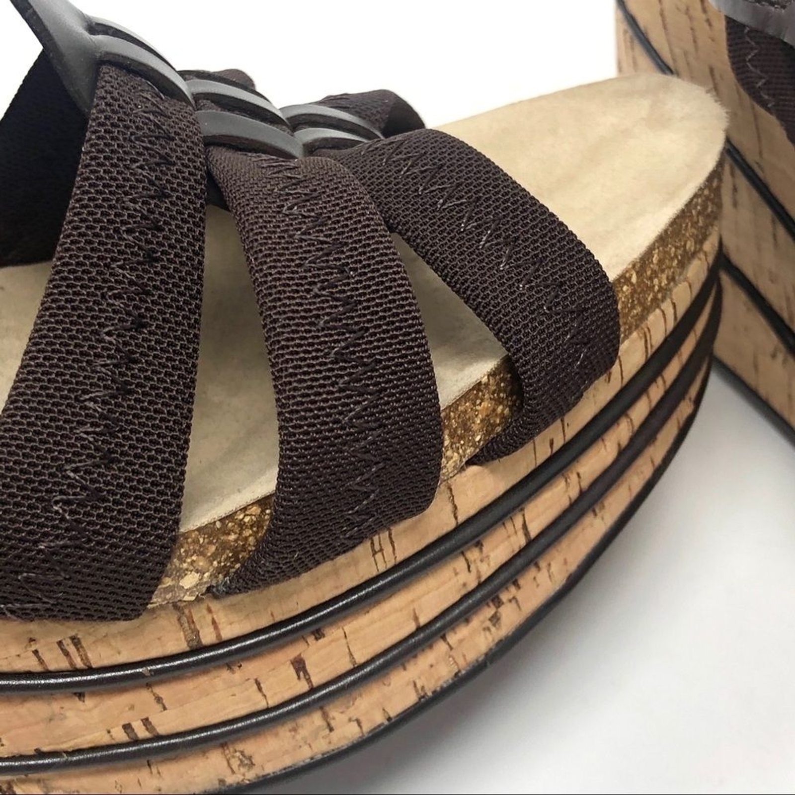 Nordstrom Boutique Chocolate Brown Cork Wedge Fisherman Sandals 10