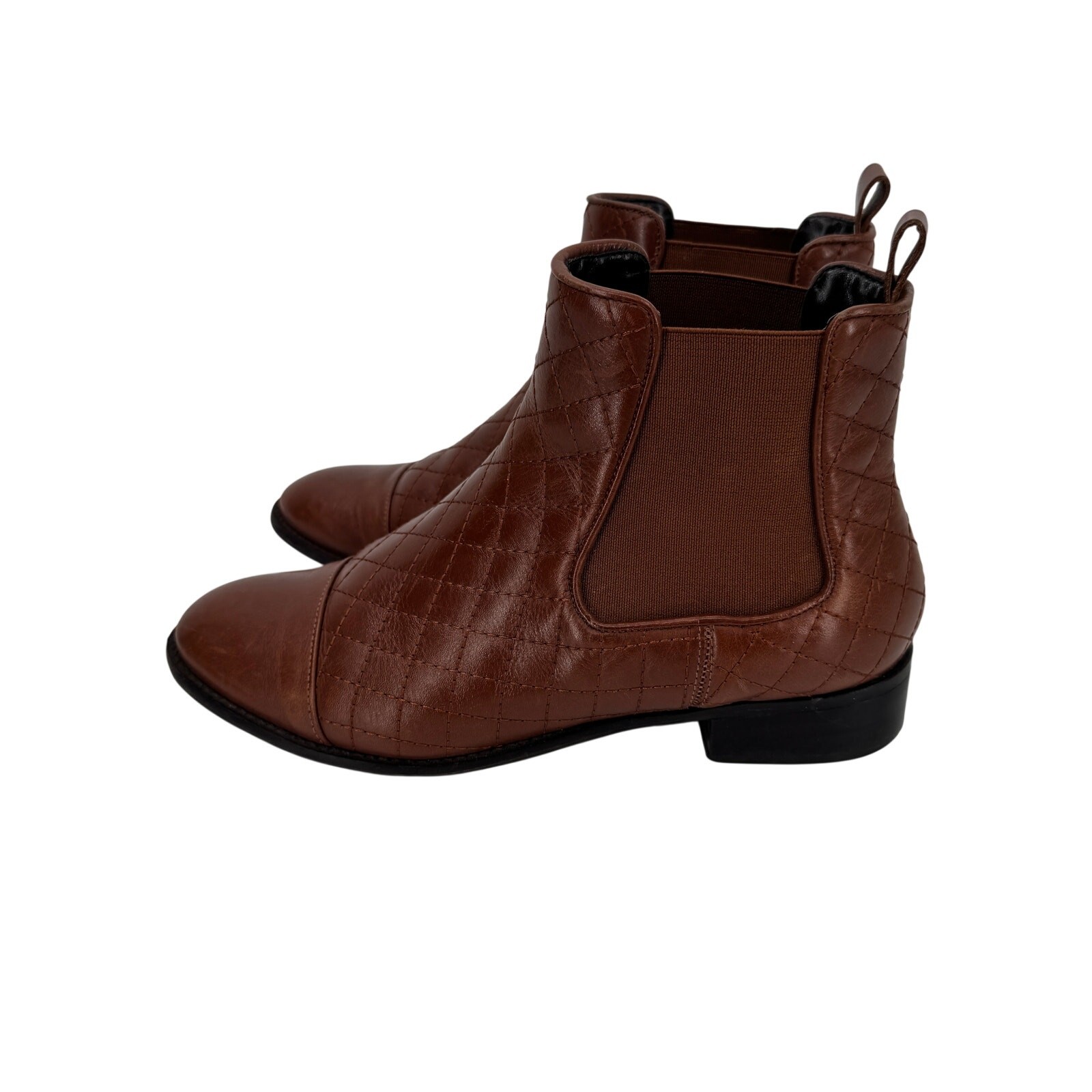 Talbots Leather Bootie Womens 9 M Brown Quilted Tish Soft Nappa Slip On Classic